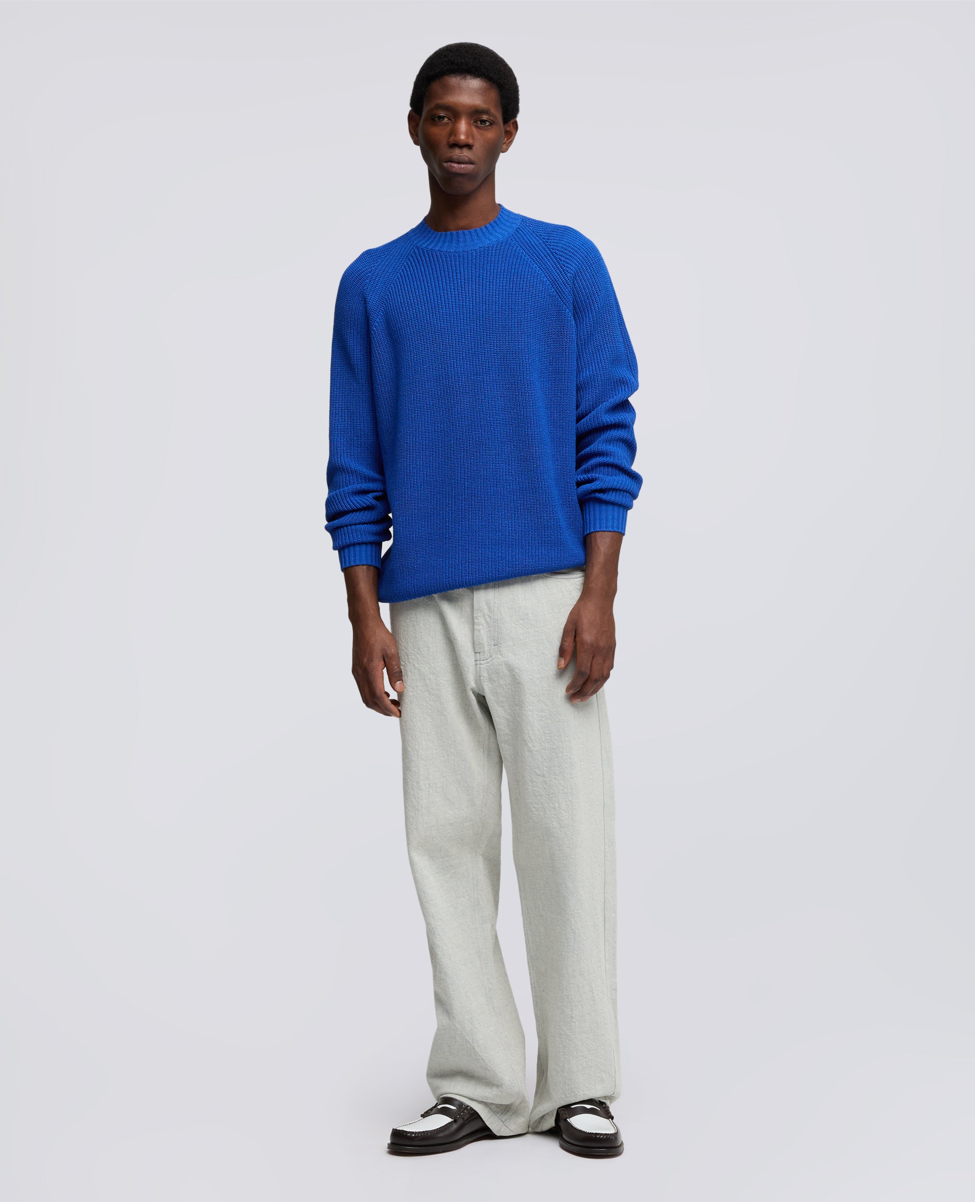 MAGLIA GIROCOLLO IN FILATO DI COTONE - BLU - ASPESI