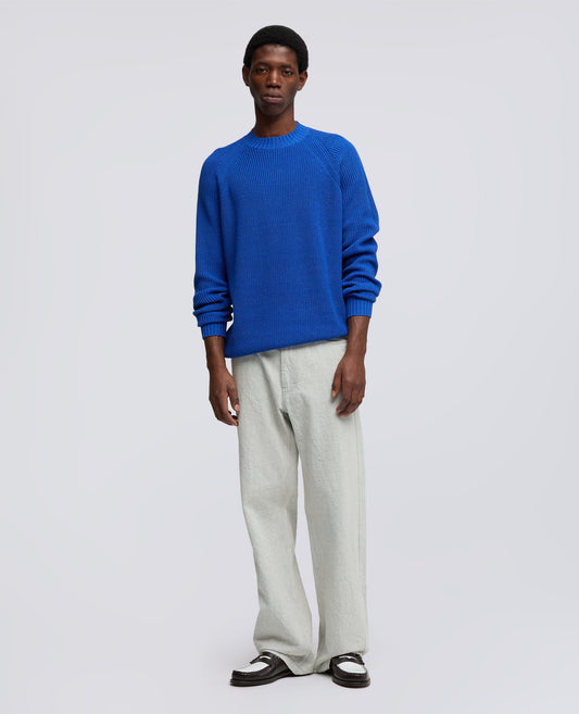 MAGLIA GIROCOLLO IN FILATO DI COTONE - BLU - ASPESI