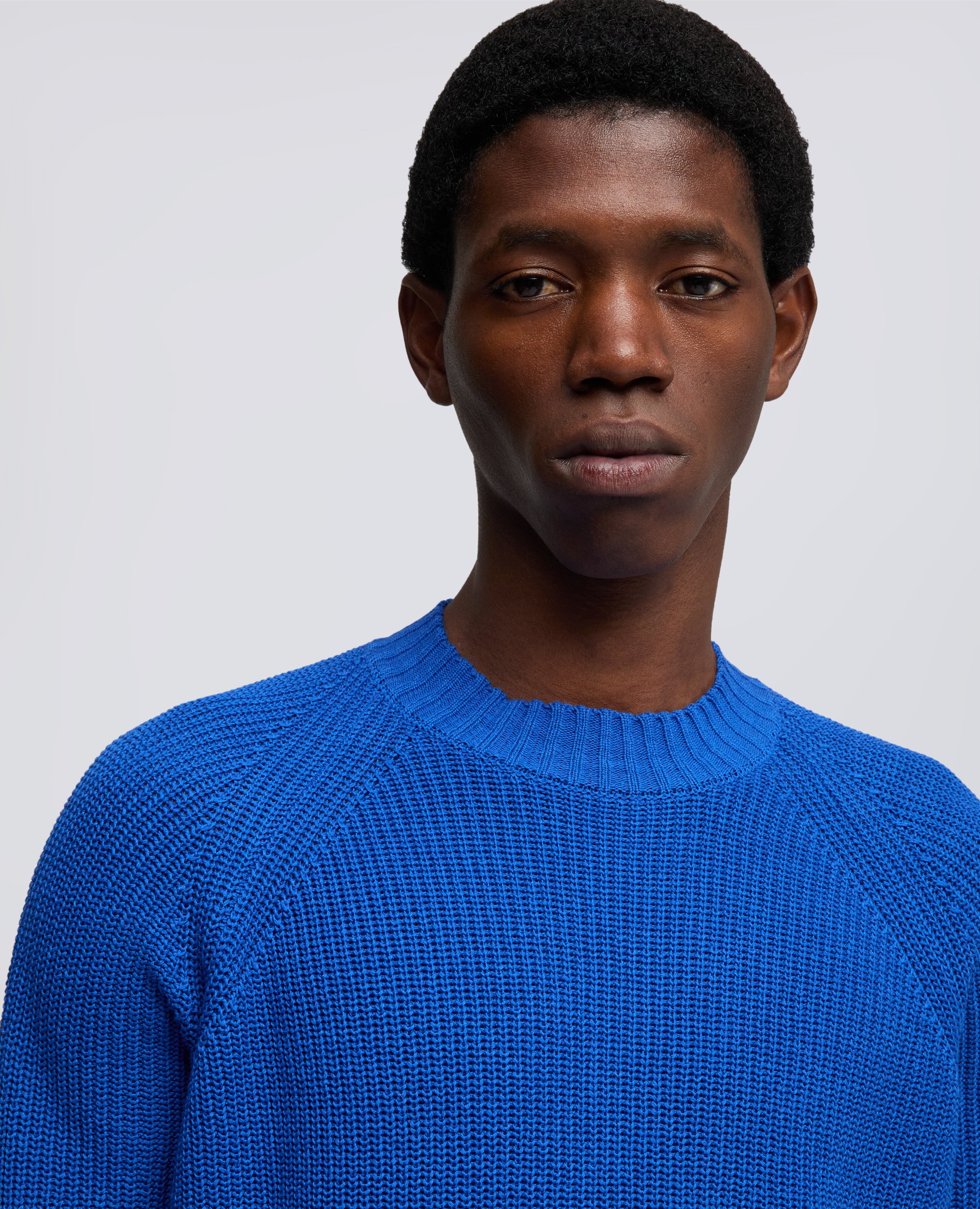 MAGLIA GIROCOLLO IN FILATO DI COTONE - BLU - ASPESI