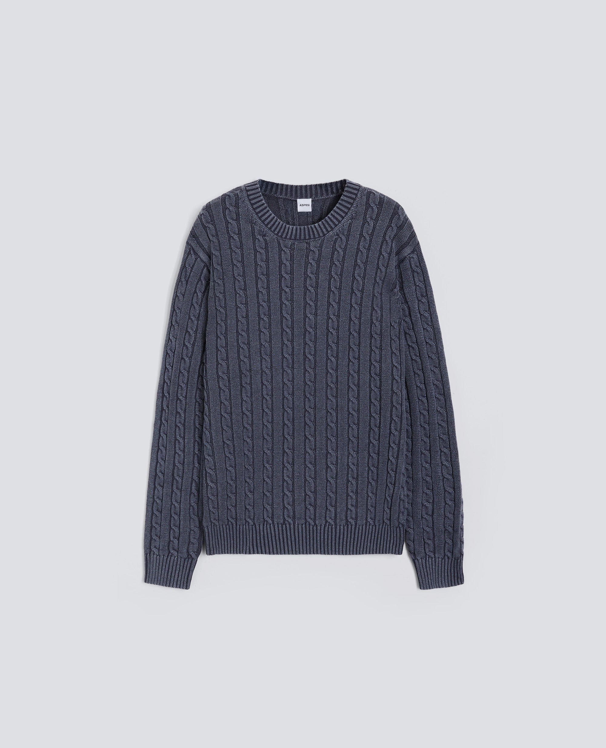 MAGLIA GIROCOLLO IN COTONE TINTO CAPO - BLU - ASPESI