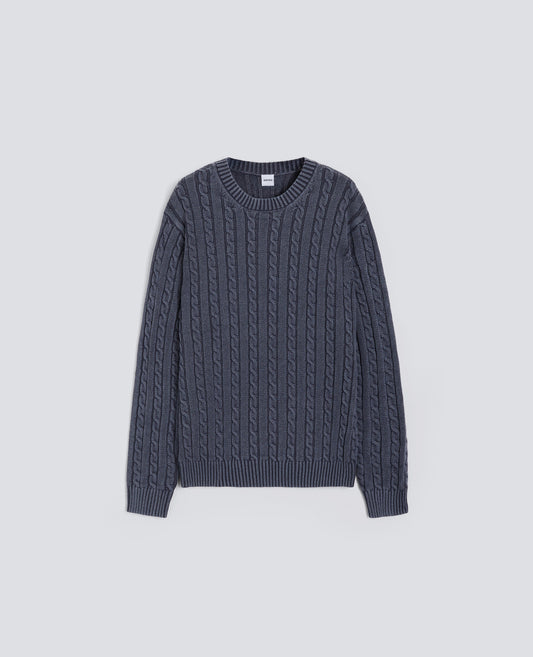 MAGLIA GIROCOLLO IN COTONE TINTO CAPO - BLU - ASPESI