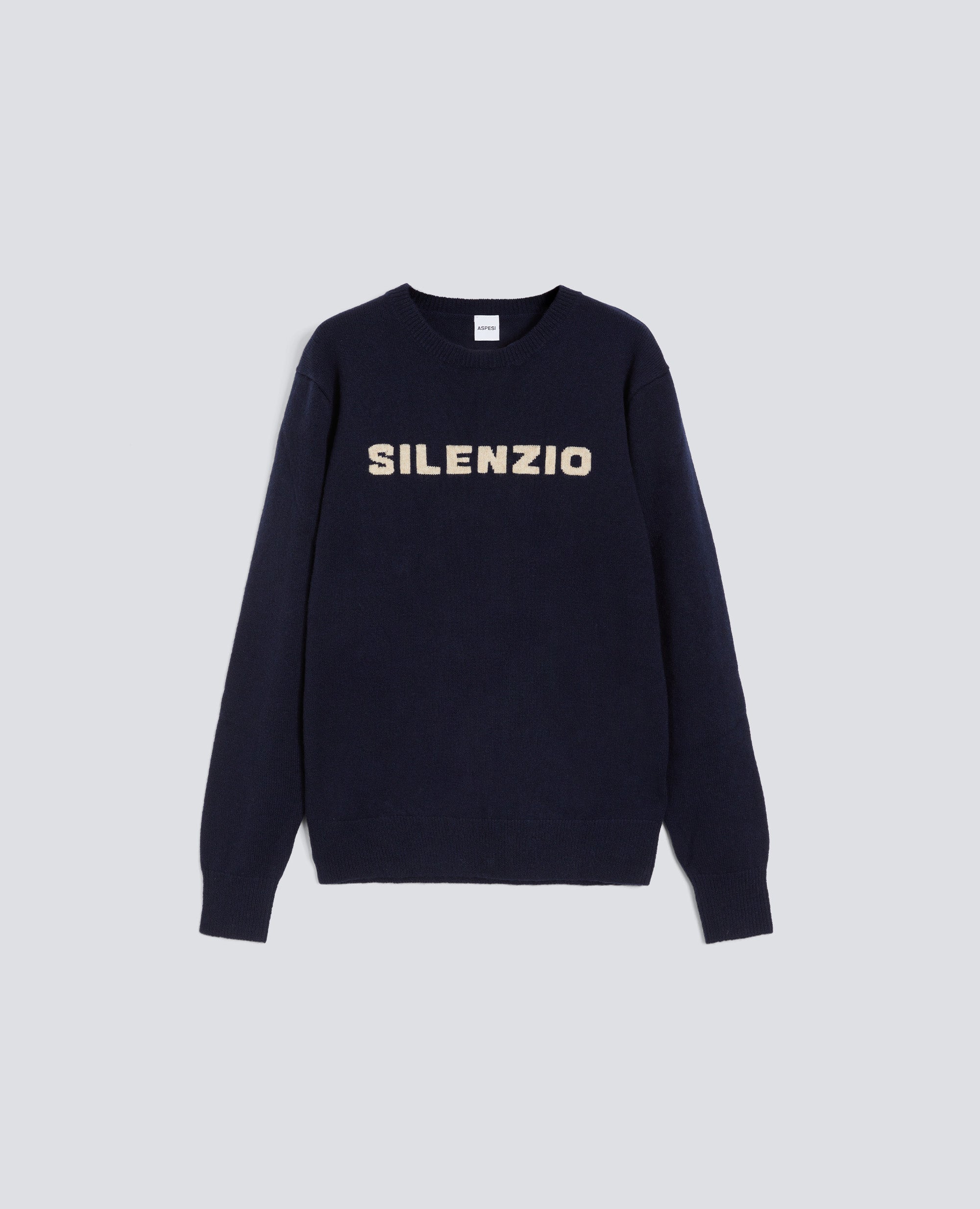 MAGLIA -SILENZIO- GIROCOLLO IN MISTO LANA, YAK E CASHMERE - BLU - ASPESI