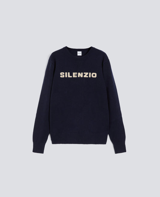 PULL < SILENZIO > A COL ROND EN MELANGE LAINE, YAK ET CACHEMIRE - BLU - ASPESI