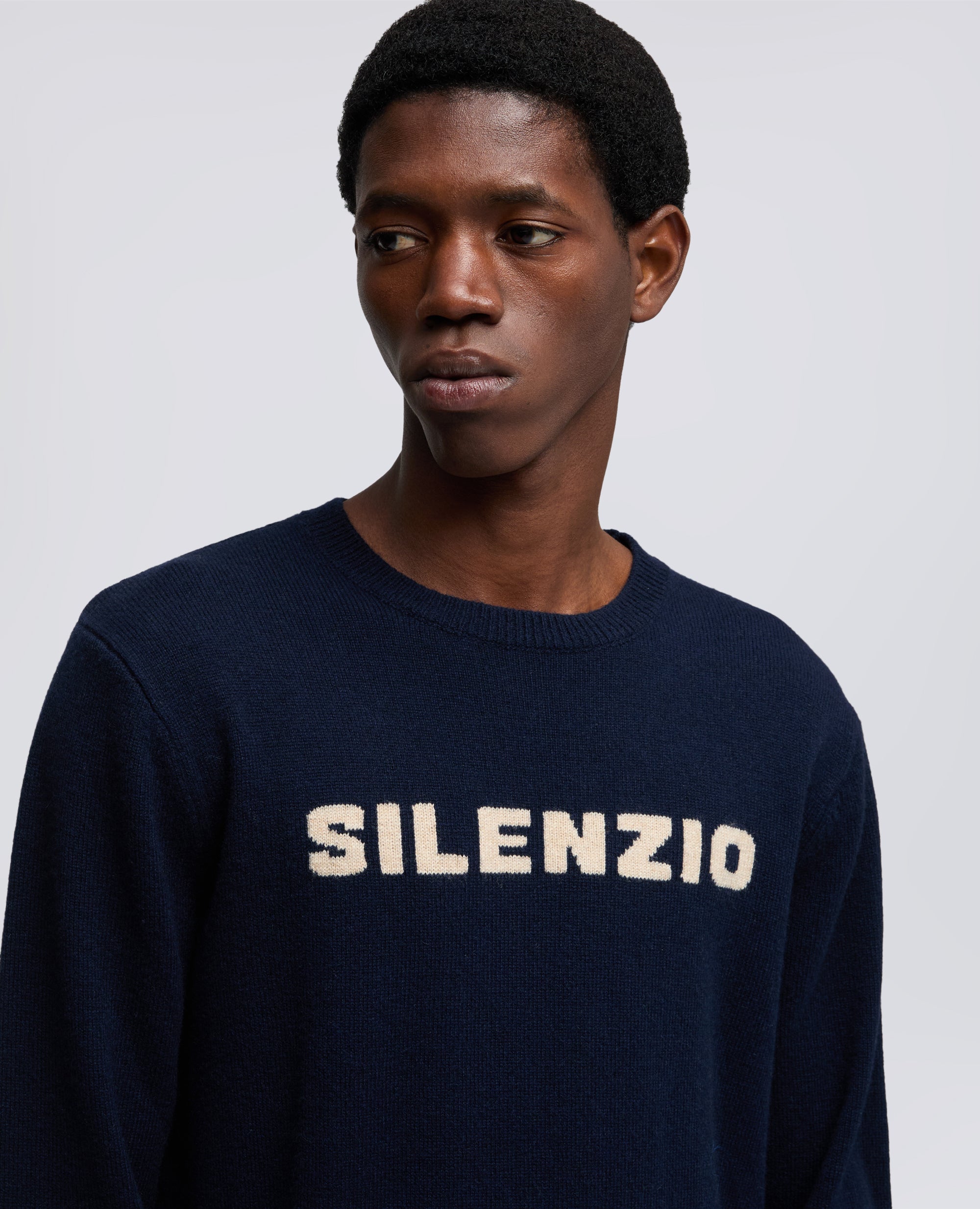 MAGLIA -SILENZIO- GIROCOLLO IN MISTO LANA, YAK E CASHMERE - BLU - ASPESI