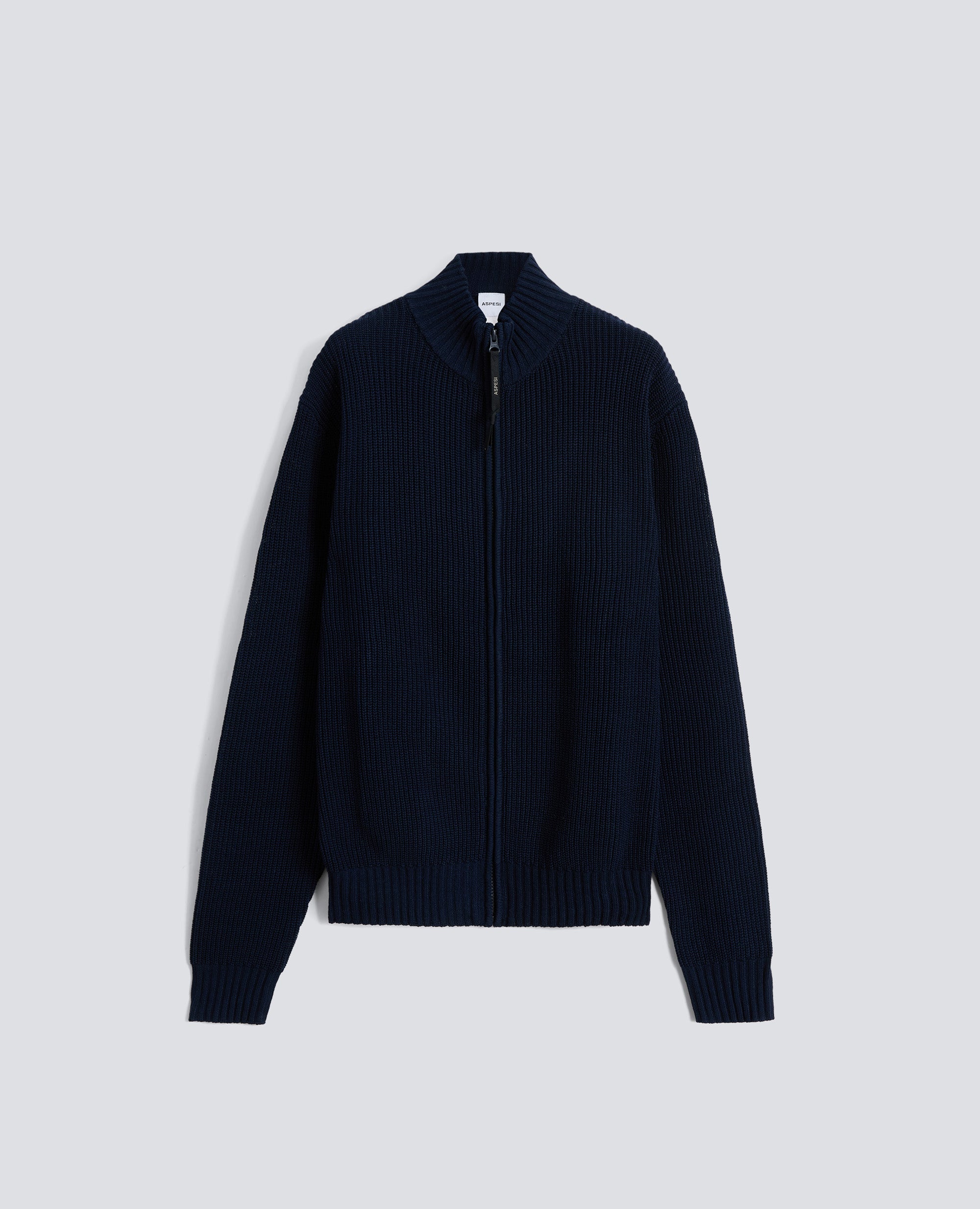 MAGLIA CON ZIP IN FILATO DI COTONE - BLU - ASPESI
