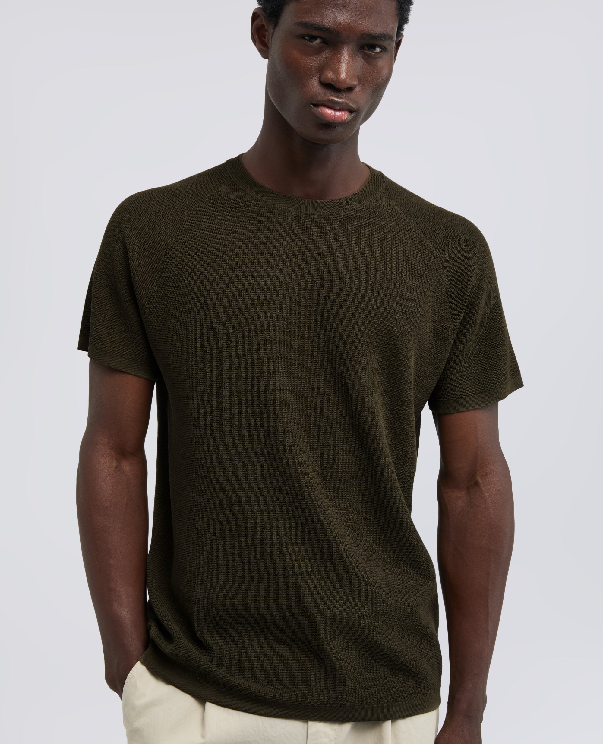 MAGLIA RAGLAN IN MICRO WAFFLE DI COTONE - VERDE - ASPESI