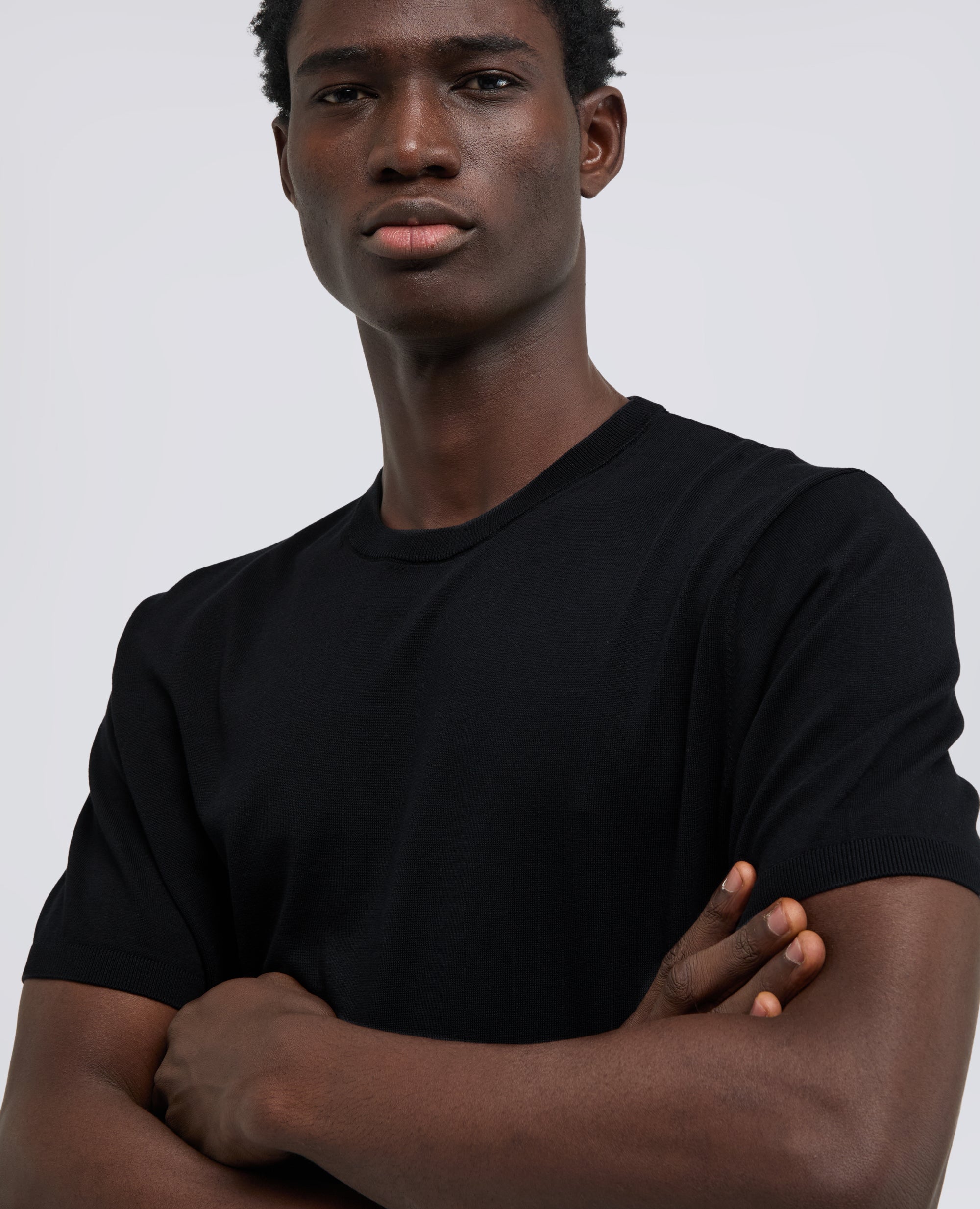 T-SHIRT GIROCOLLO IN COTONE - NERO - ASPESI