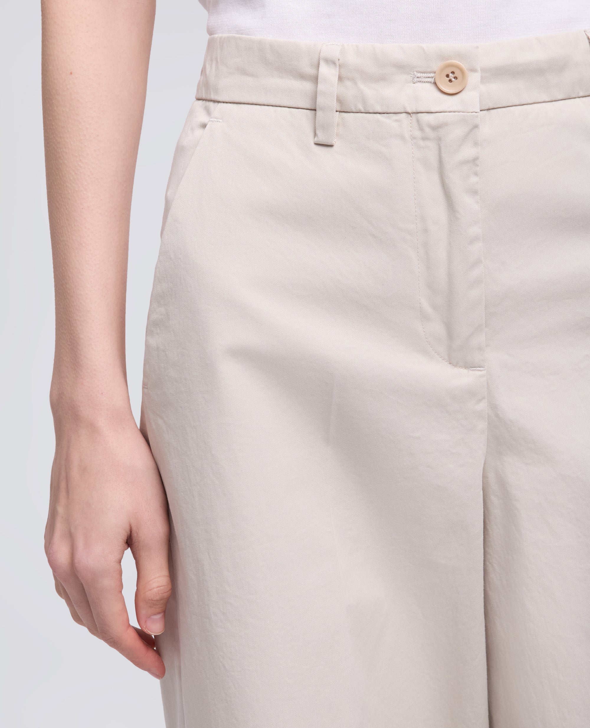 PANTALONE CLASSICO IN EXTRA FINE TWILL DI COTONE TINTO PEZZA - BEIGE - ASPESI