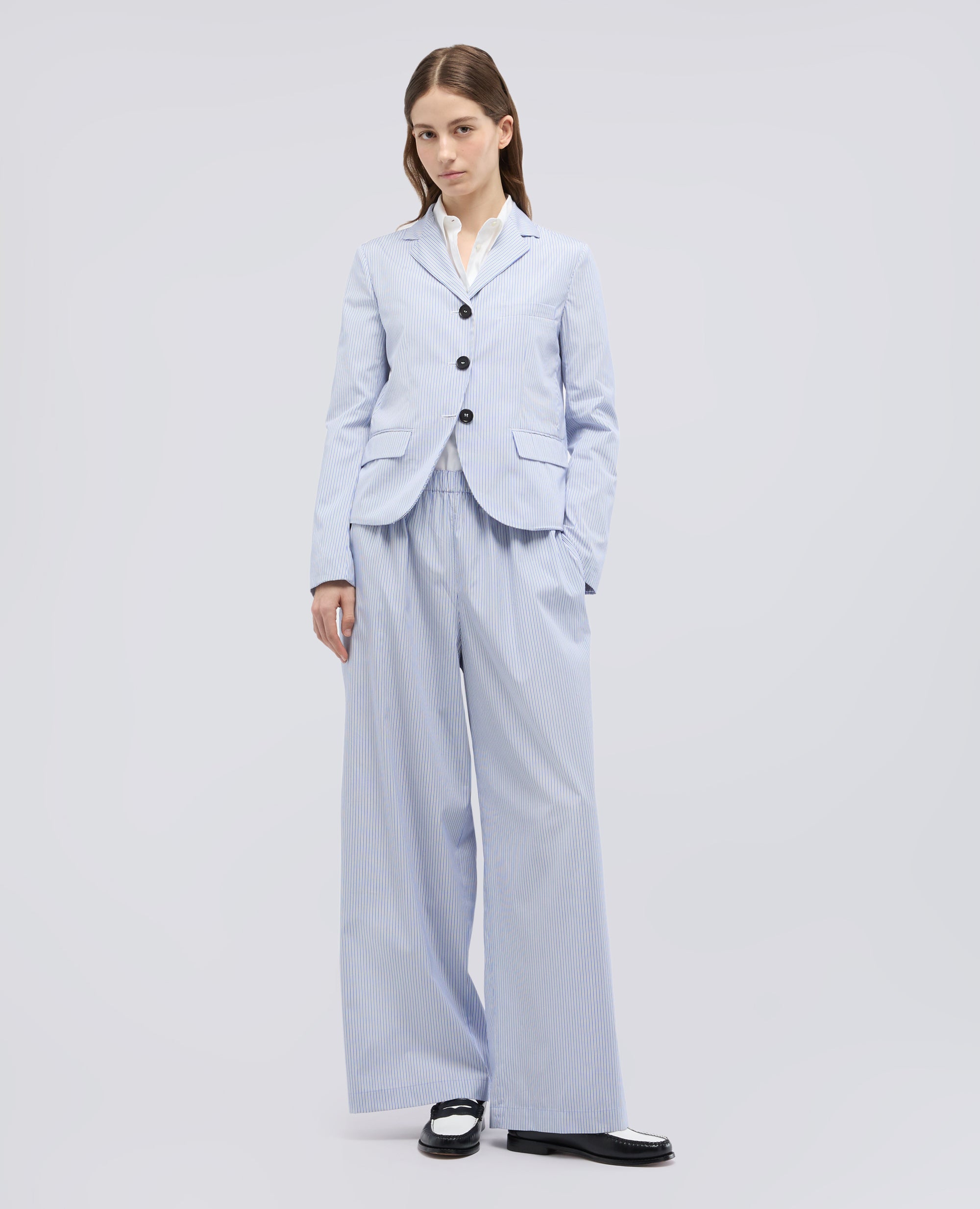 PANTALONE IN POPELINE DI COTONE - AZZURRO - ASPESI
