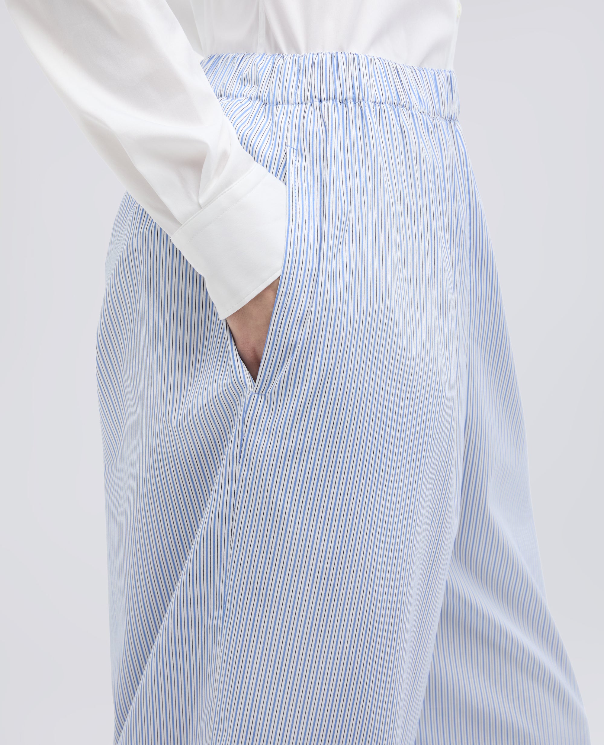 PANTALONE IN POPELINE DI COTONE - AZZURRO - ASPESI