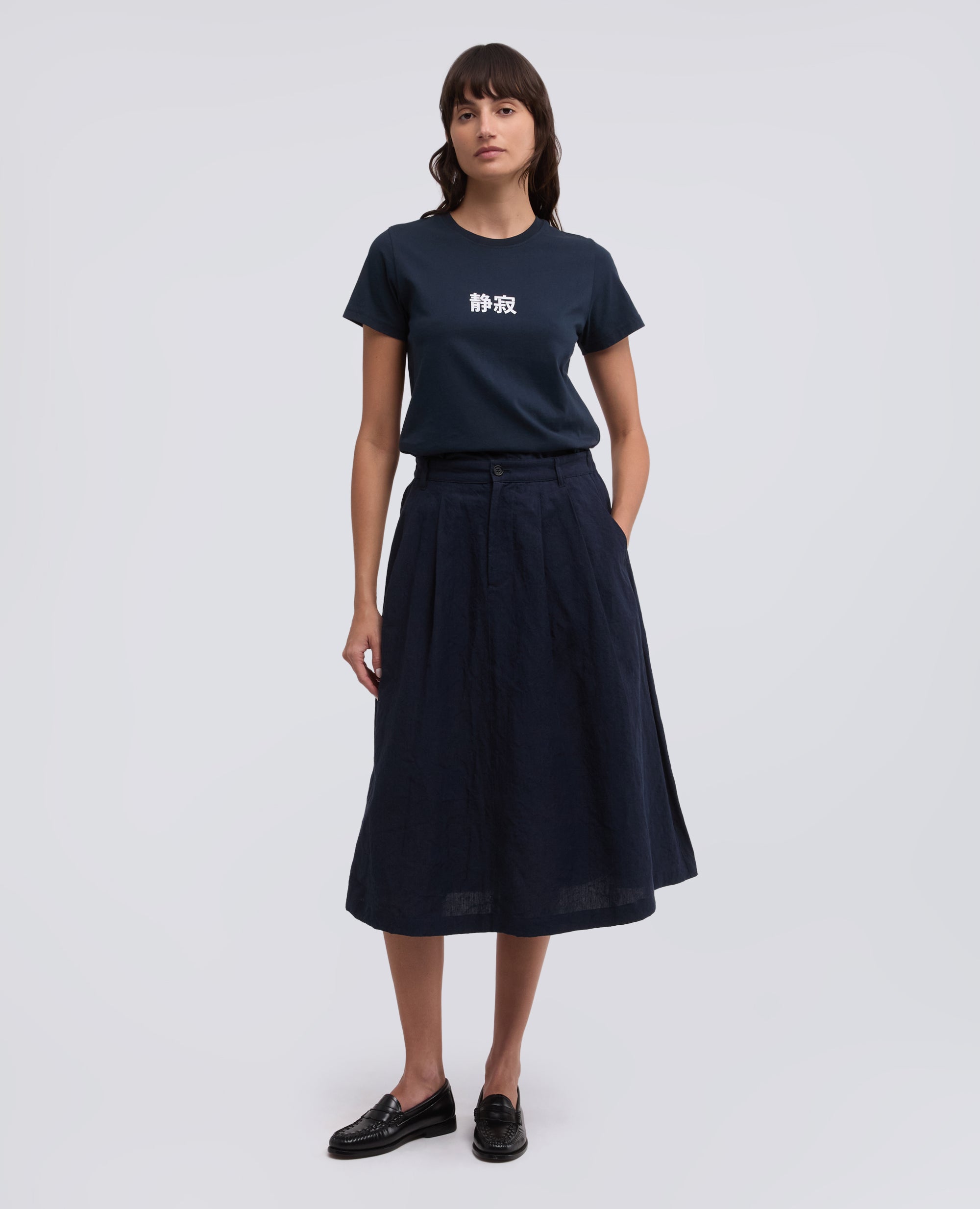 T-SHIRT IN JERSEY DI COTONE CON STAMPA -SILENZIO- IN GIAPPONESE - BLU - ASPESI