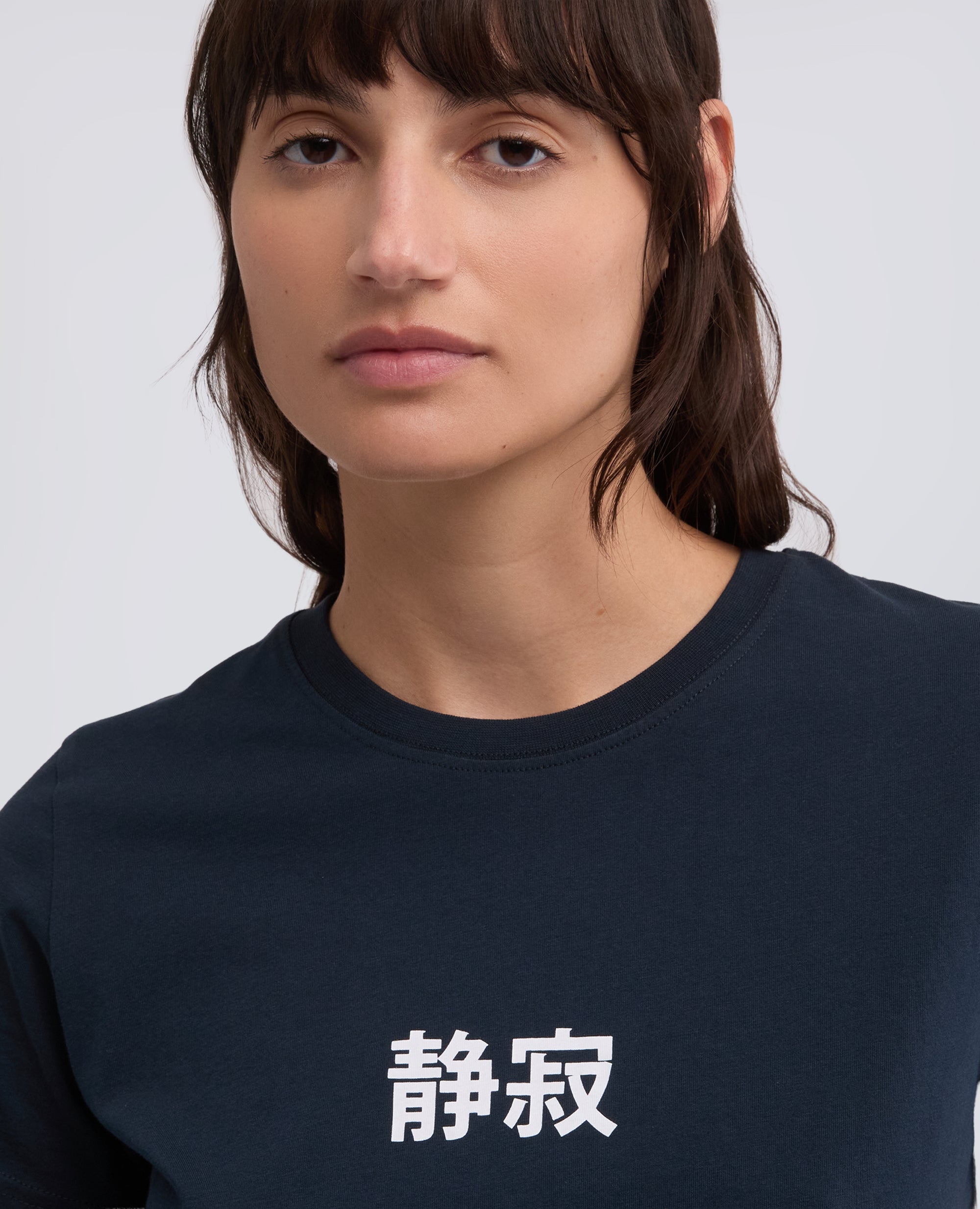 T-SHIRT IN JERSEY DI COTONE CON STAMPA -SILENZIO- IN GIAPPONESE - BLU - ASPESI