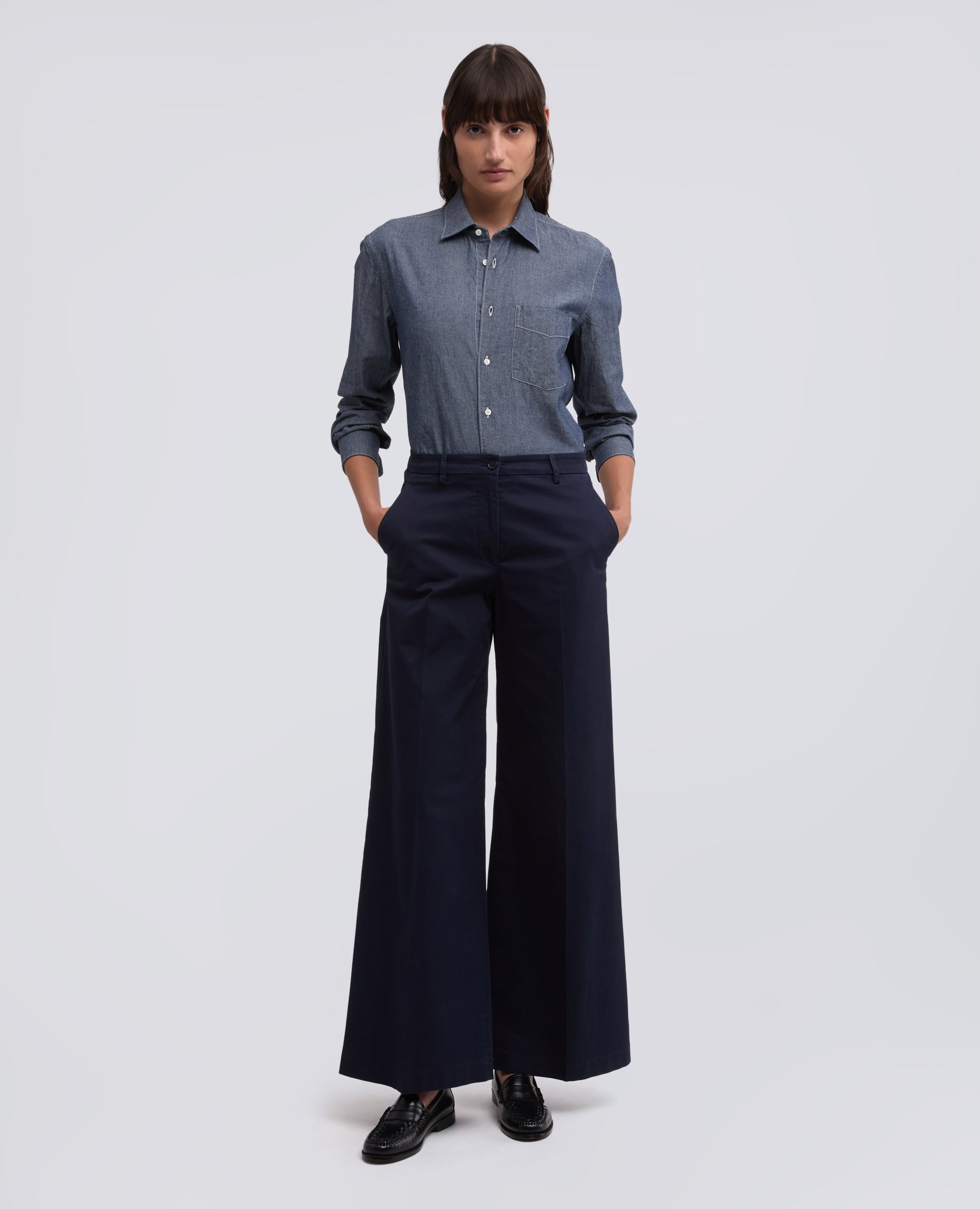 CAMICIA IN CHAMBRAY COTONE CON COLLO CLASSICO - BLU - ASPESI