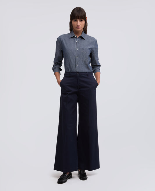 CAMICIA IN CHAMBRAY COTONE CON COLLO CLASSICO - BLU - ASPESI