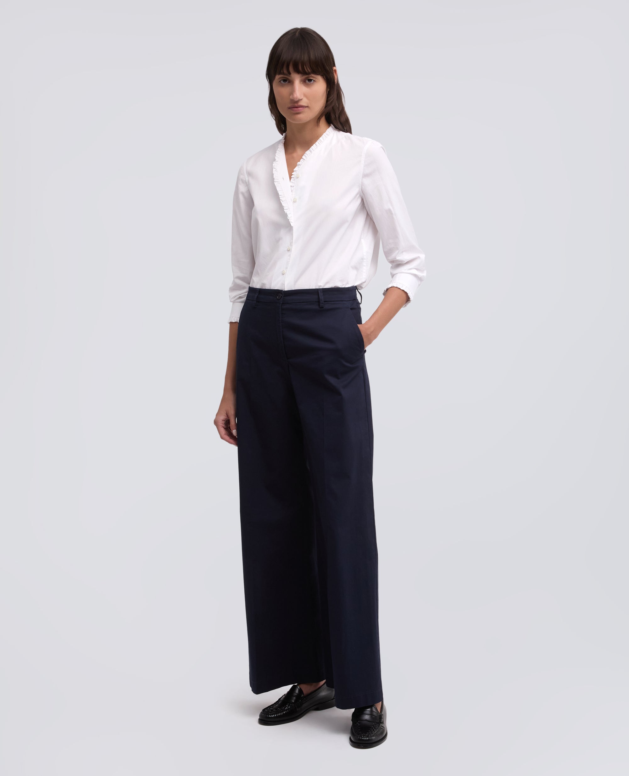 CAMICIA IN POPELINE COTONE TINTO PEZZA - BIANCO - ASPESI