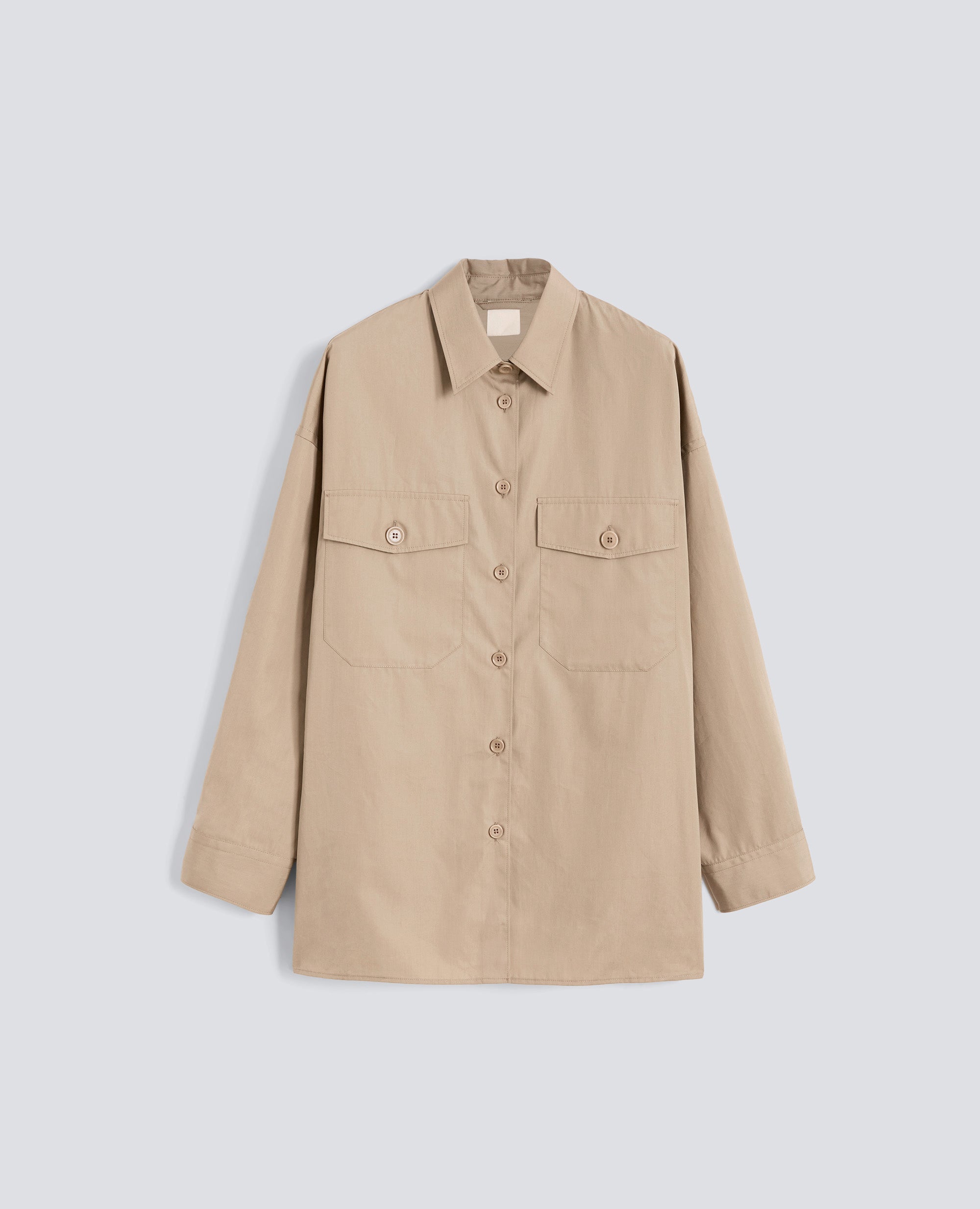 CAMICIA IN POPELINE COTONE TINTO PEZZA - BEIGE - ASPESI