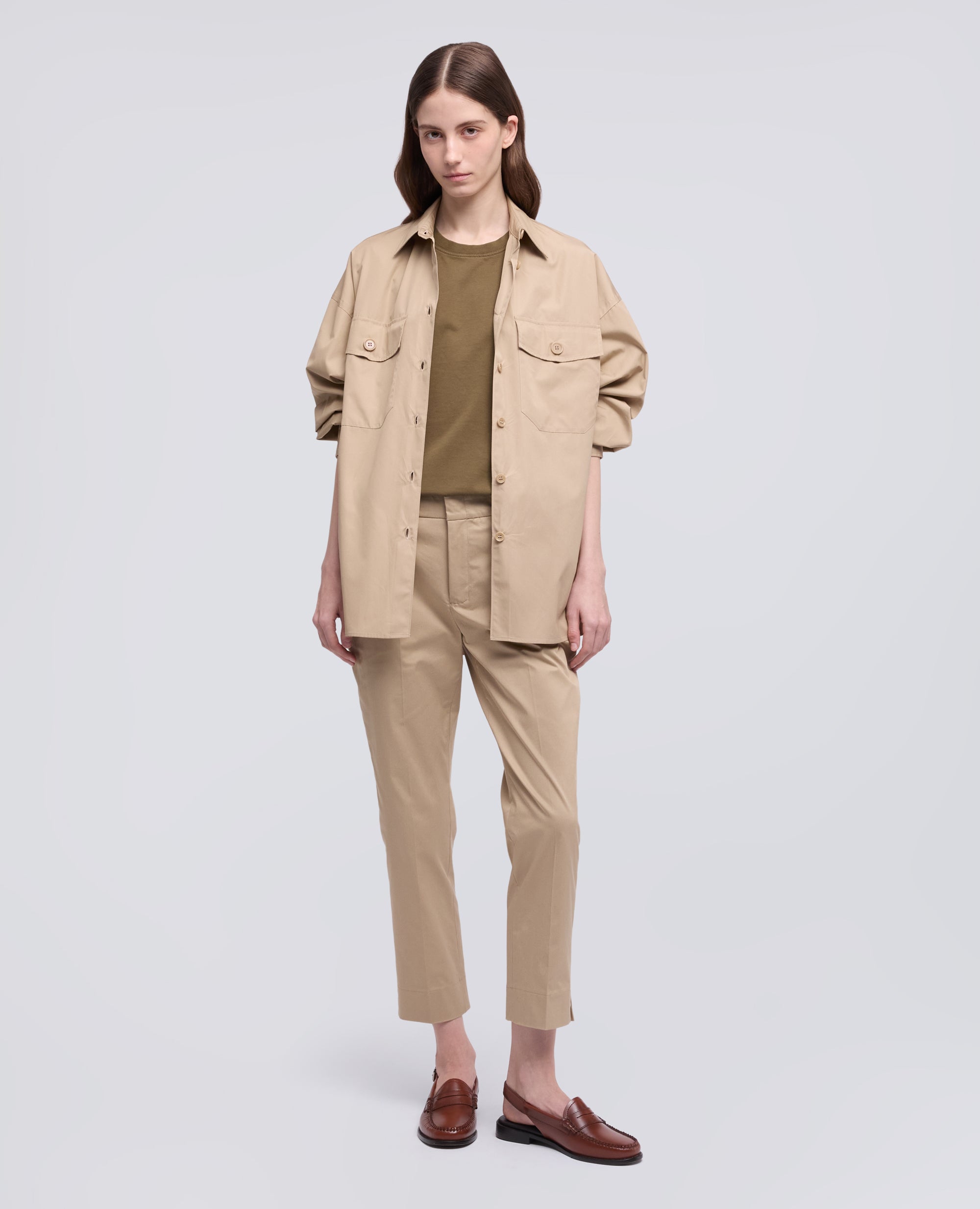 CAMICIA IN POPELINE COTONE TINTO PEZZA - BEIGE - ASPESI