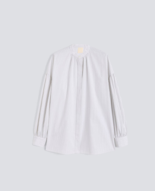 CAMICIA IN POPELINE DI  COTONE RIGATO - NERO - ASPESI
