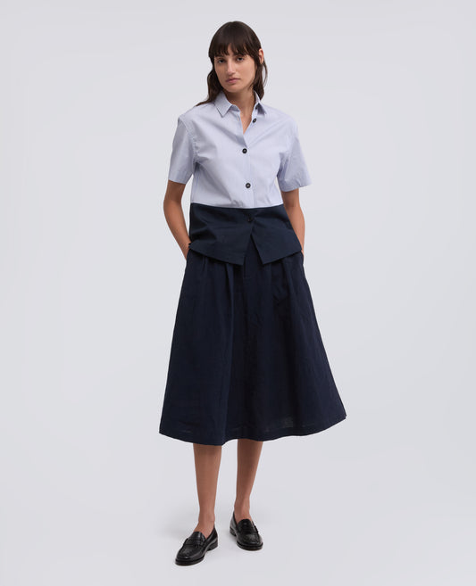 CAMICIA BOXY IN POPELINE COTONE - AZZURRO - ASPESI