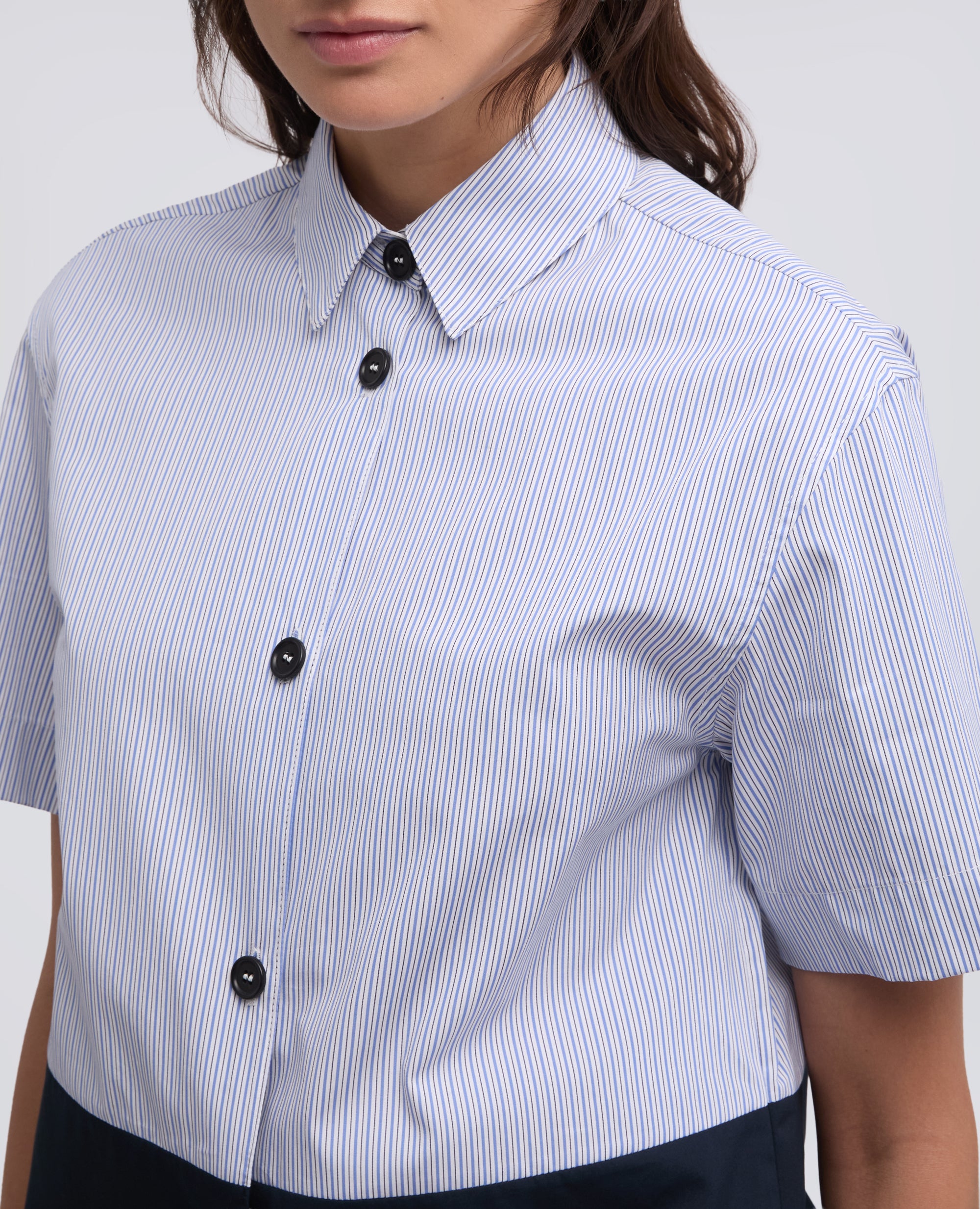 CAMICIA BOXY IN POPELINE COTONE - AZZURRO - ASPESI