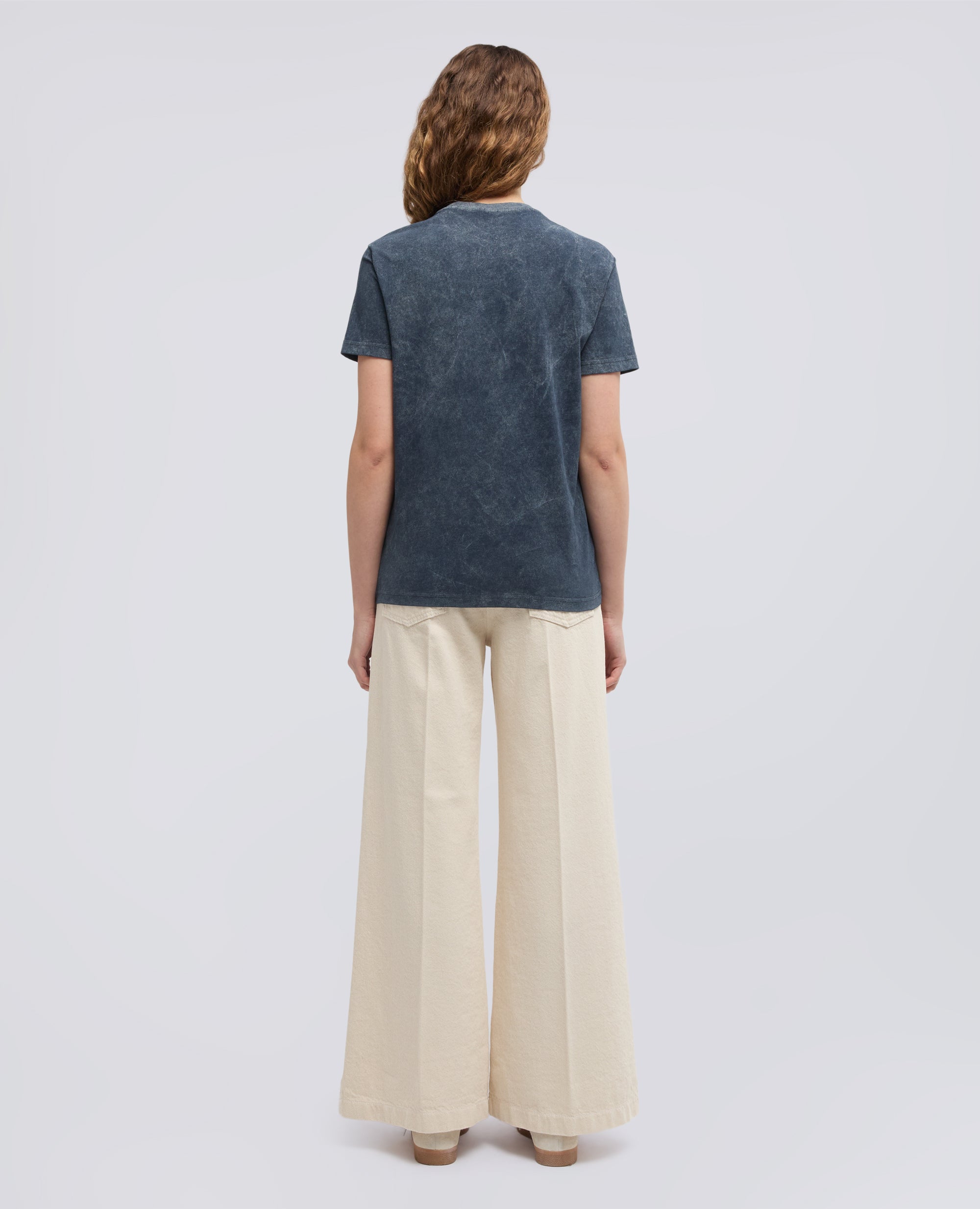 T-SHIRT IN JERSEY DI COTONE CON STAMPA -SILENZIO- - BLU - ASPESI