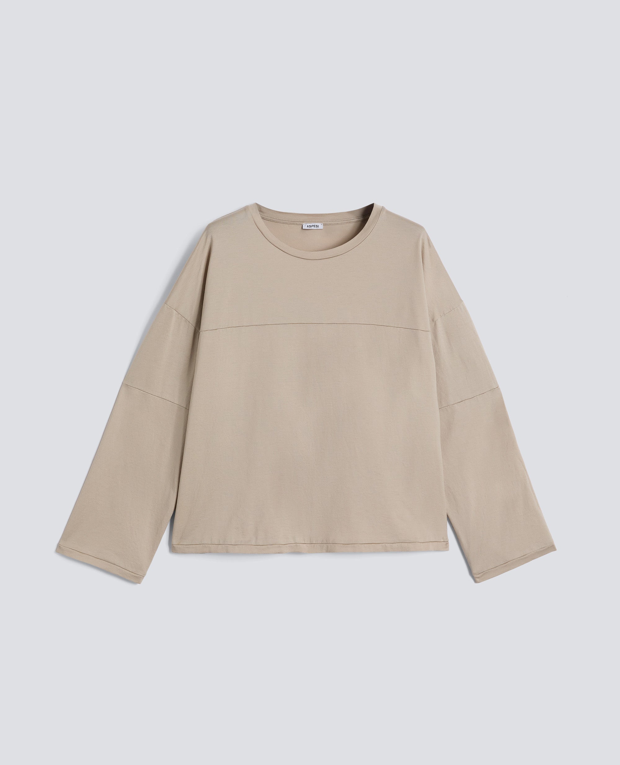 MAGLIA A MANICHE LUNGHE IN JERSEY DI COTONE - BEIGE - ASPESI