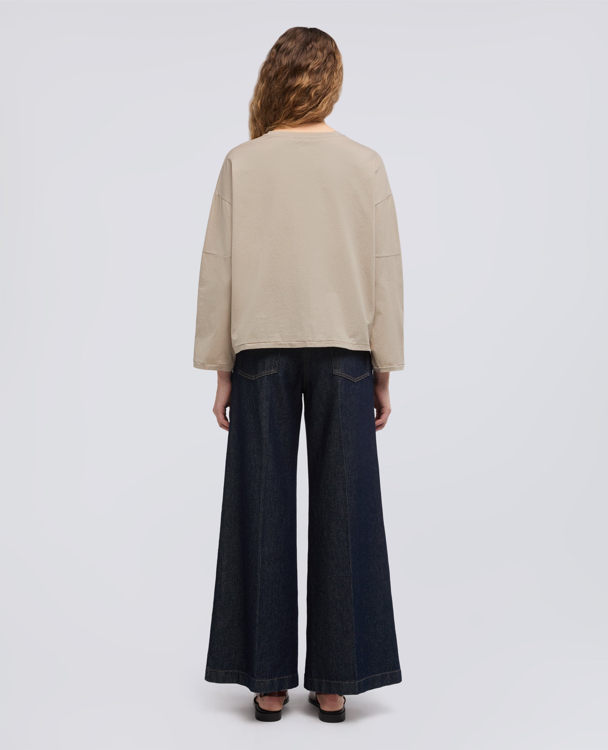 MAGLIA A MANICHE LUNGHE IN JERSEY DI COTONE - BEIGE - ASPESI