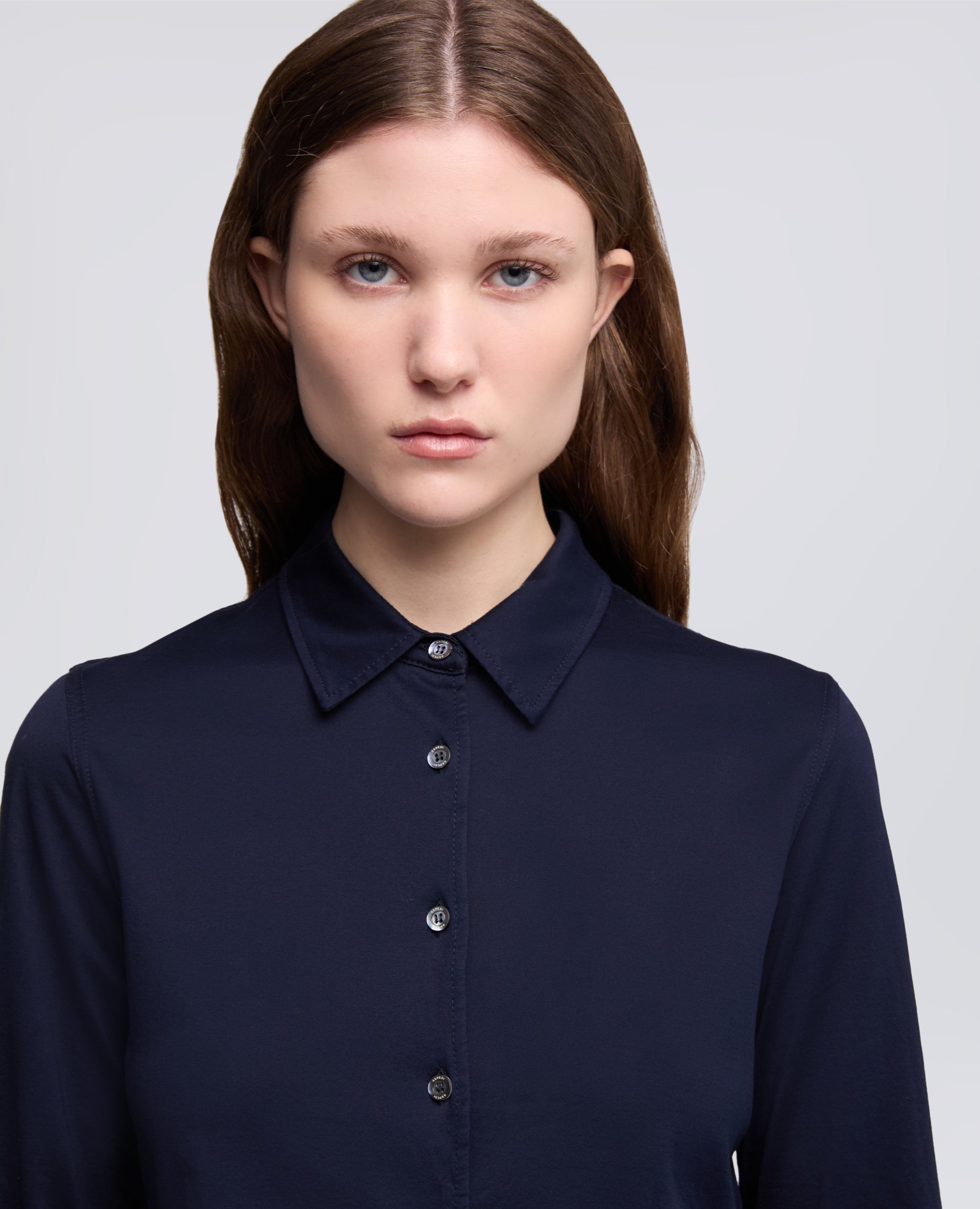 CAMICIA IN JERSEY DI COTONE - BLU - ASPESI