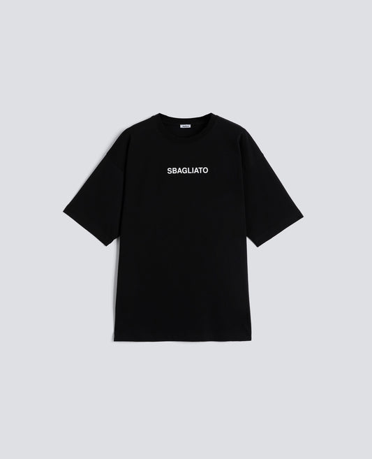 T-SHIRT IN JERSEY DI COTONE CON STAMPA -SBAGLIATO- - NERO - ASPESI