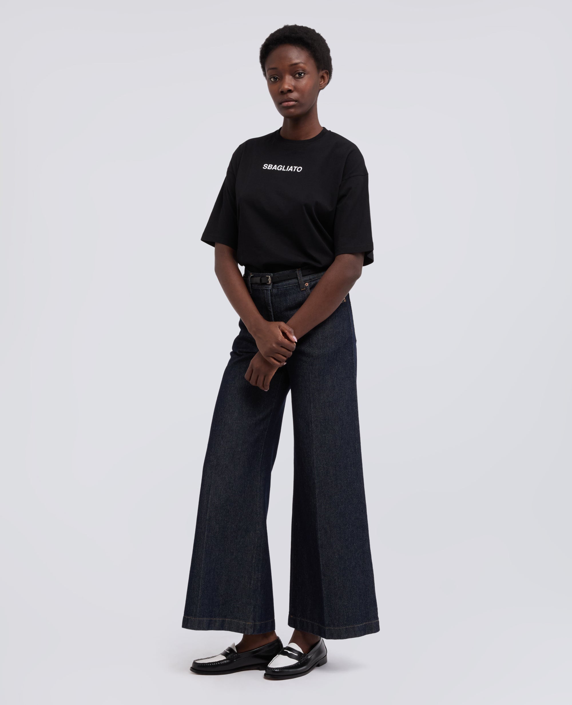 T-SHIRT IN JERSEY DI COTONE CON STAMPA -SBAGLIATO- - NERO - ASPESI