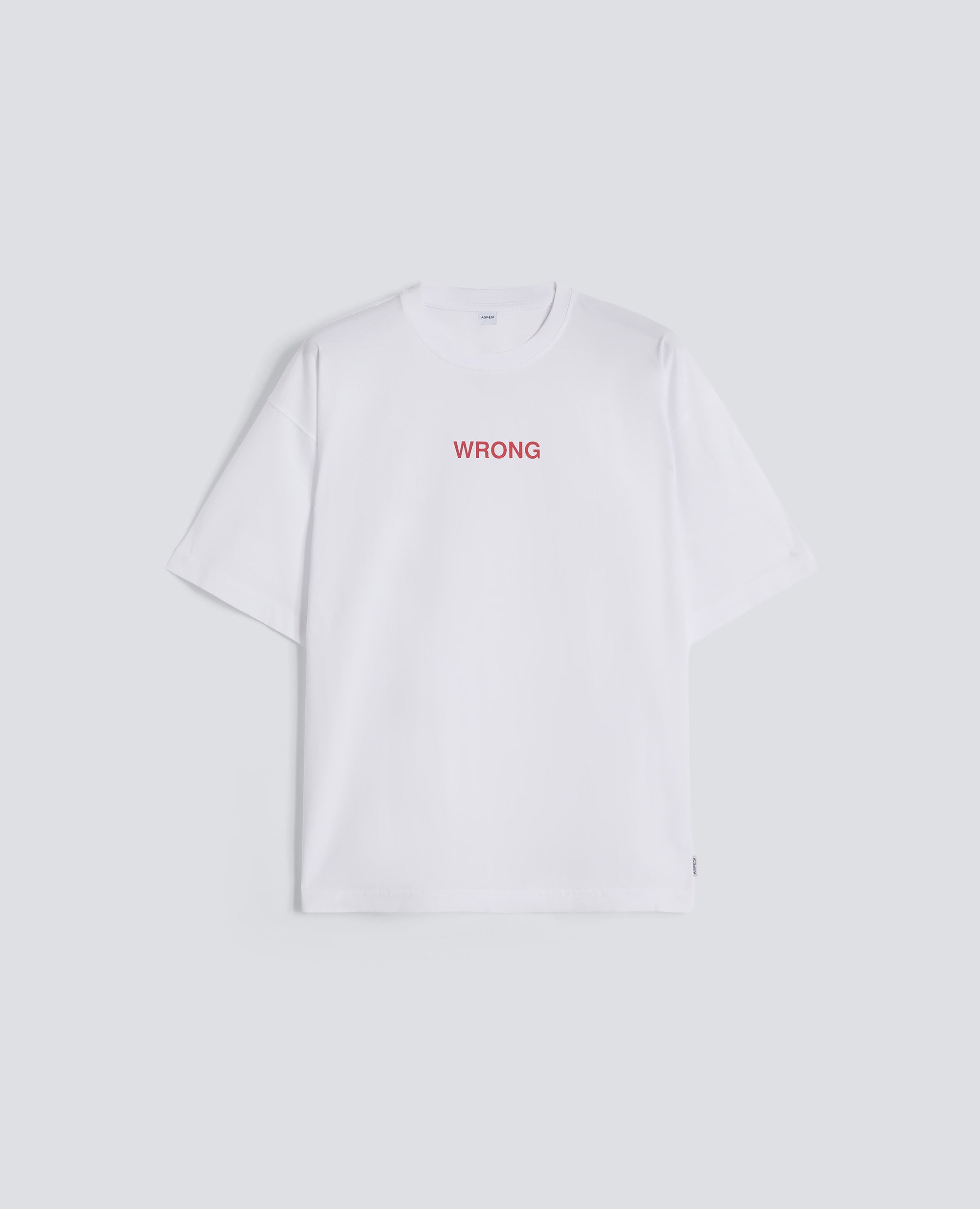 BAUMWOLLJERSEY-T-SHIRT MIT -WRONG- MUSTER - BIANCO - ASPESI