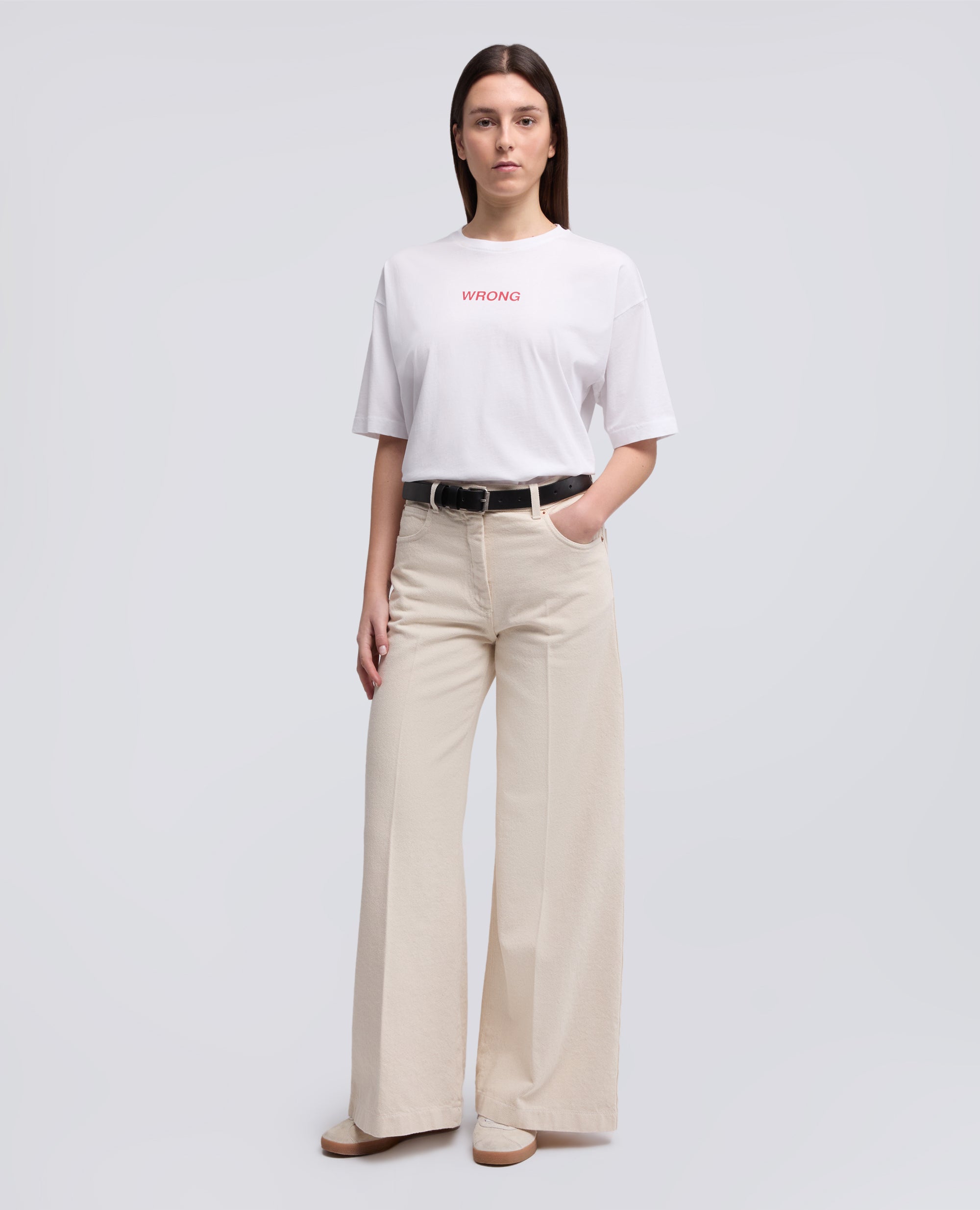 BAUMWOLLJERSEY-T-SHIRT MIT -WRONG- MUSTER - BIANCO - ASPESI