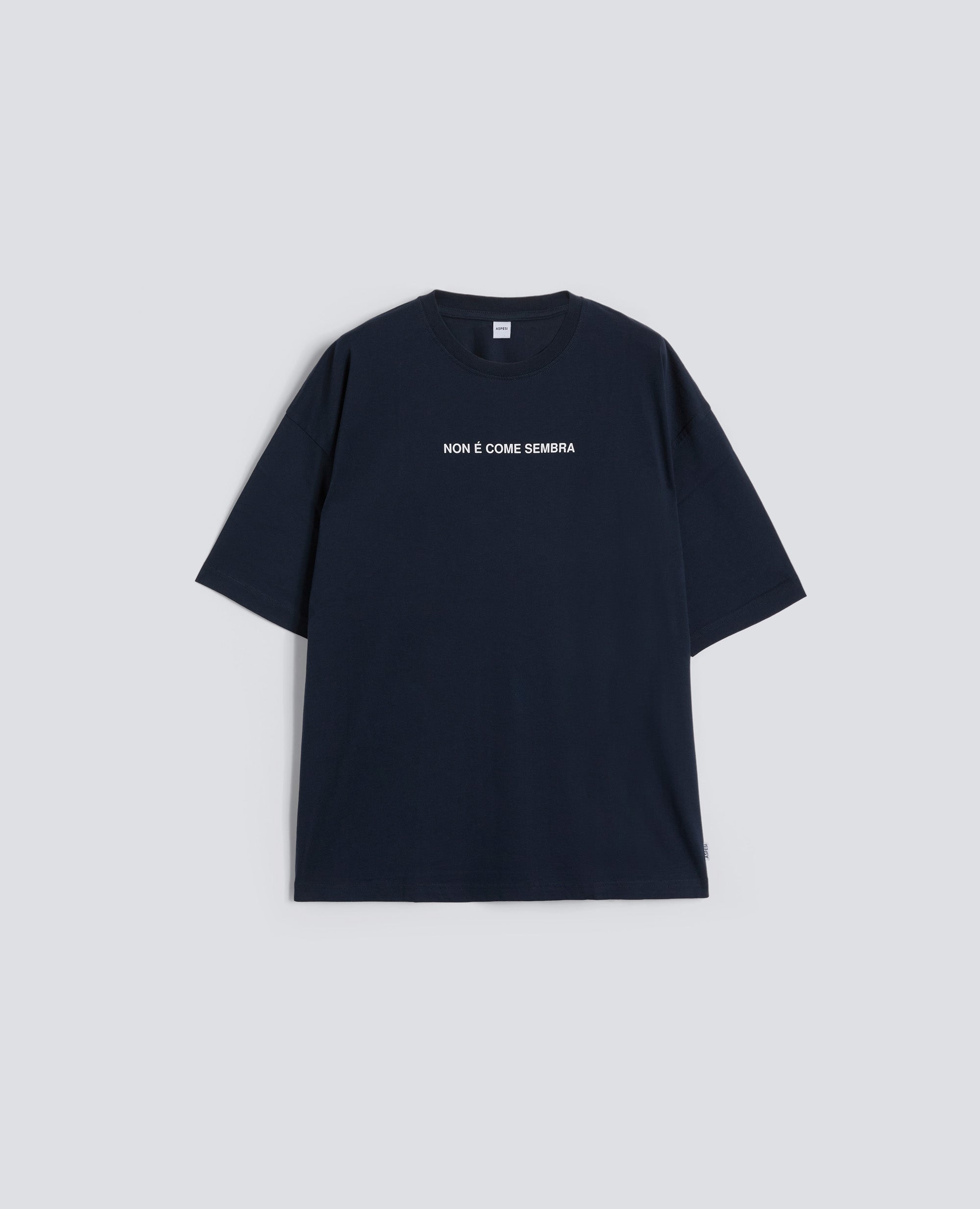 T-SHIRT IN JERSEY DI COTONE CON STAMPA -NON E COME SEMBRA- - BLU - ASPESI