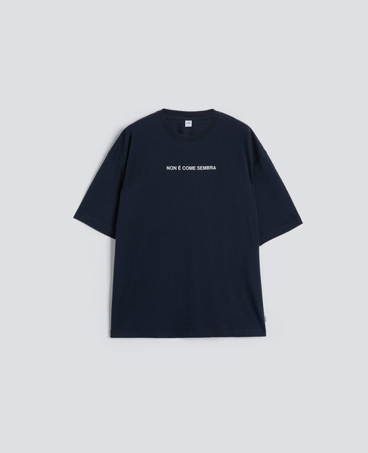 T-SHIRT IN JERSEY DI COTONE CON STAMPA -NON E COME SEMBRA- - BLU - ASPESI