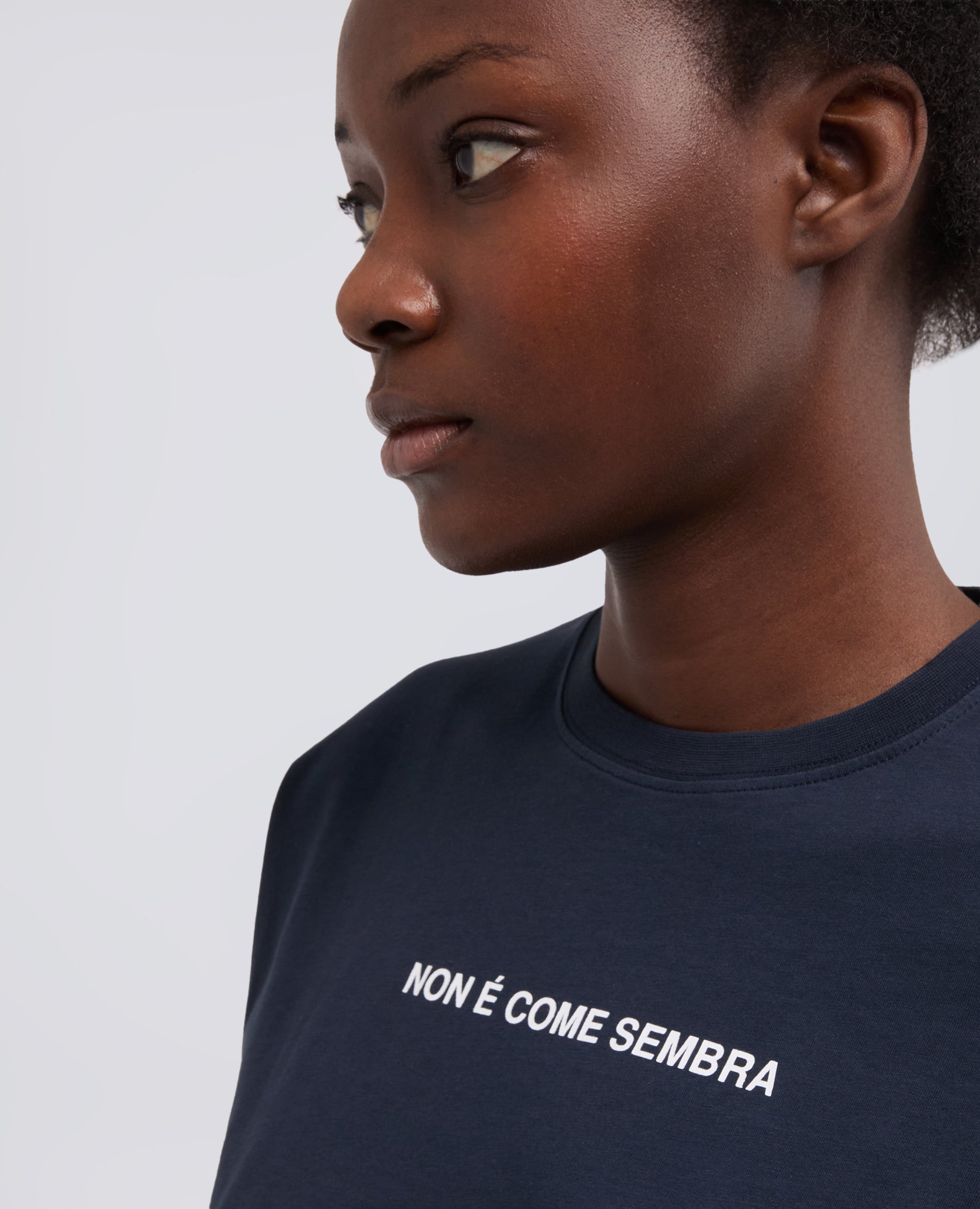 T-SHIRT IN JERSEY DI COTONE CON STAMPA -NON E COME SEMBRA- - BLU - ASPESI