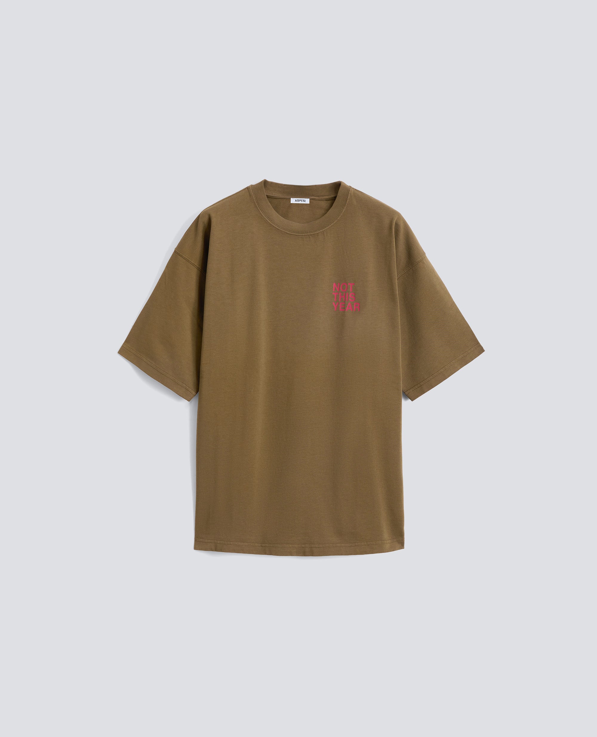 ORGANIC COTTON JERSEY T-SHIRT WITH -NOT THIS YEAR- PRINT - VERDE - ASPESI