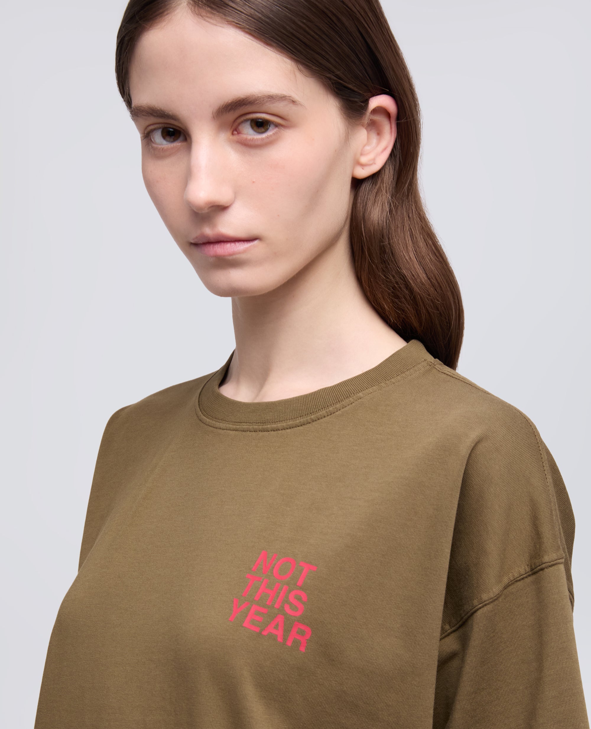 ORGANIC COTTON JERSEY T-SHIRT WITH -NOT THIS YEAR- PRINT - VERDE - ASPESI