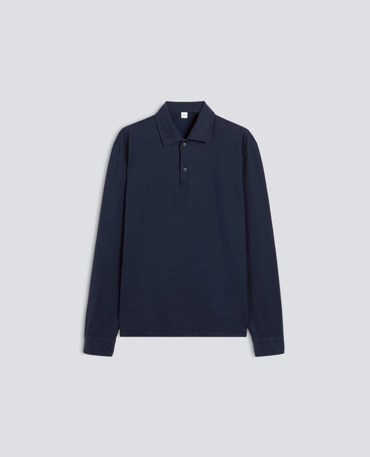 LONG-SLEEVED POLO SHIRT IN COTTON JERSEY - BLU - ASPESI