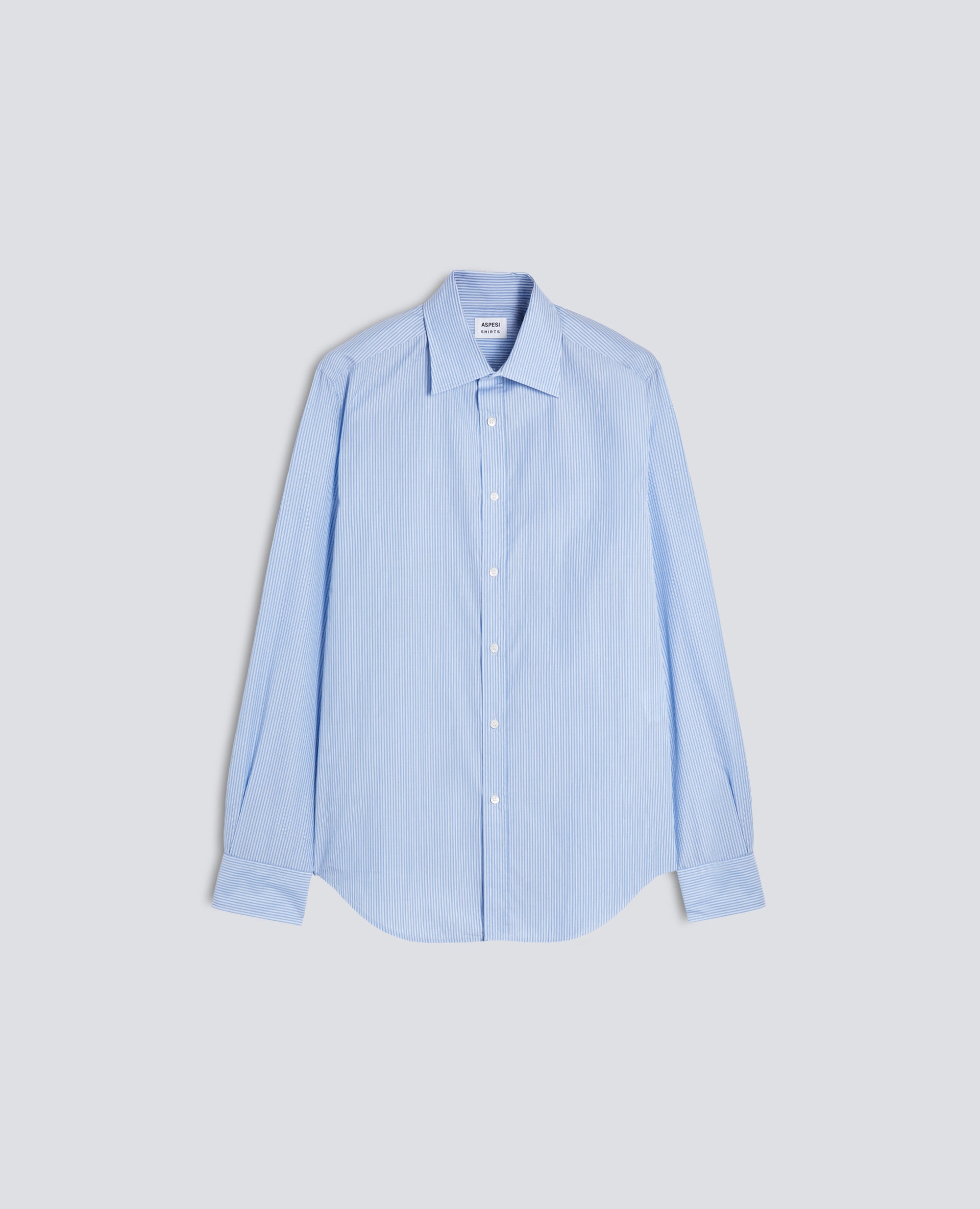 CAMICIA SERGE IN POPELINE DI COTONE RIGATO - AZZURRO - ASPESI