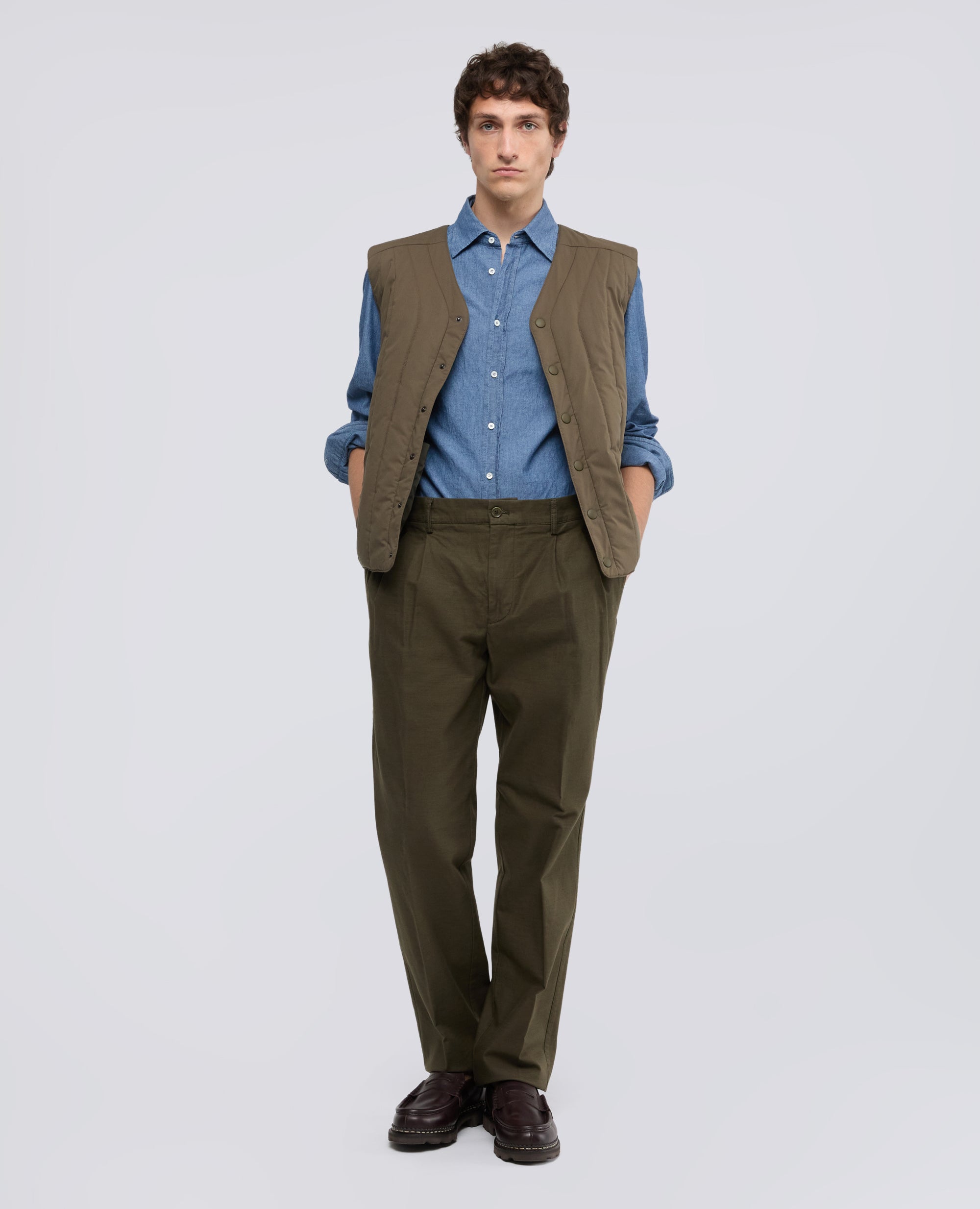 CAMISA DE CAMBRAY DE ALGODON JAPONES - BLU - ASPESI