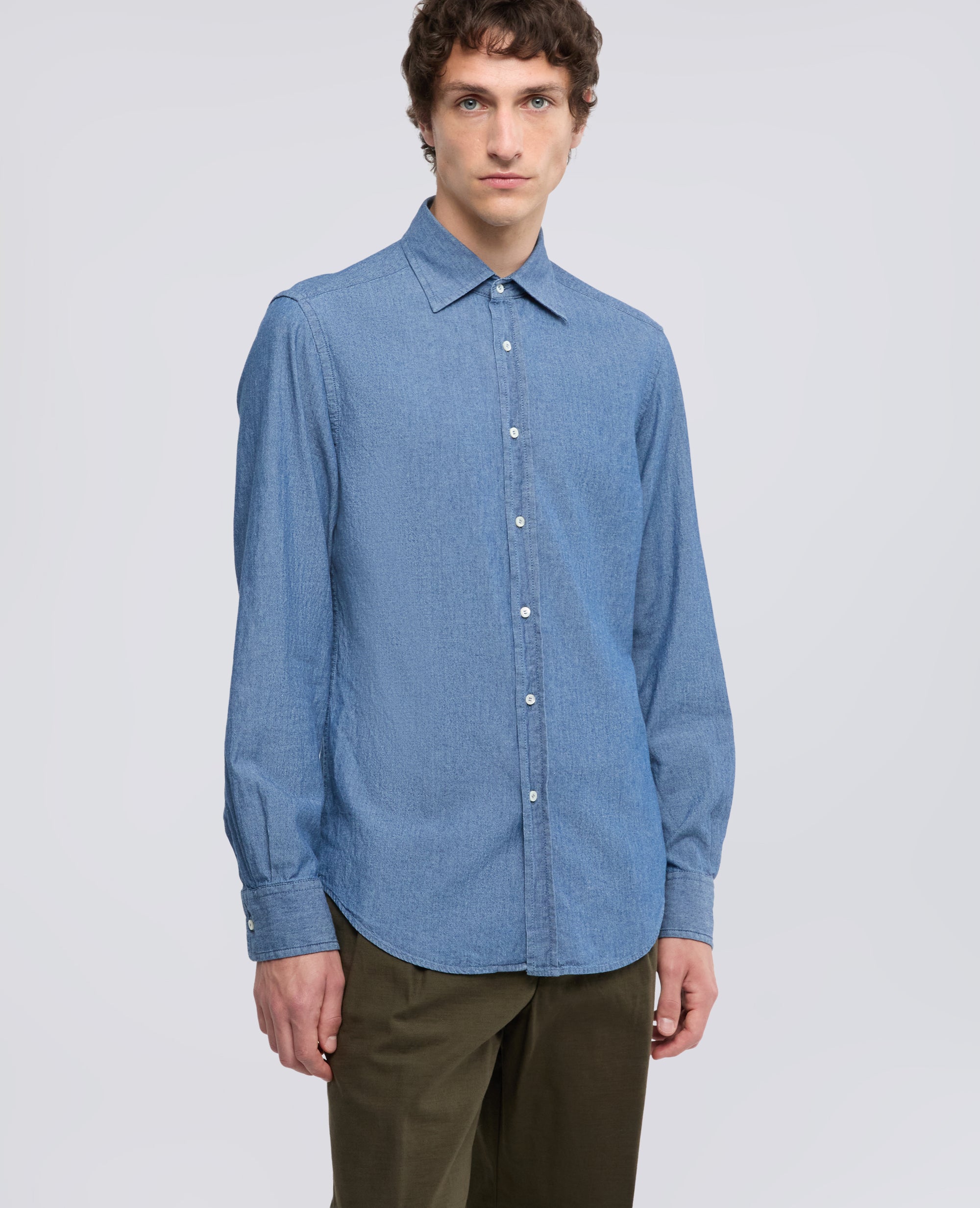 CAMISA DE CAMBRAY DE ALGODON JAPONES - BLU - ASPESI