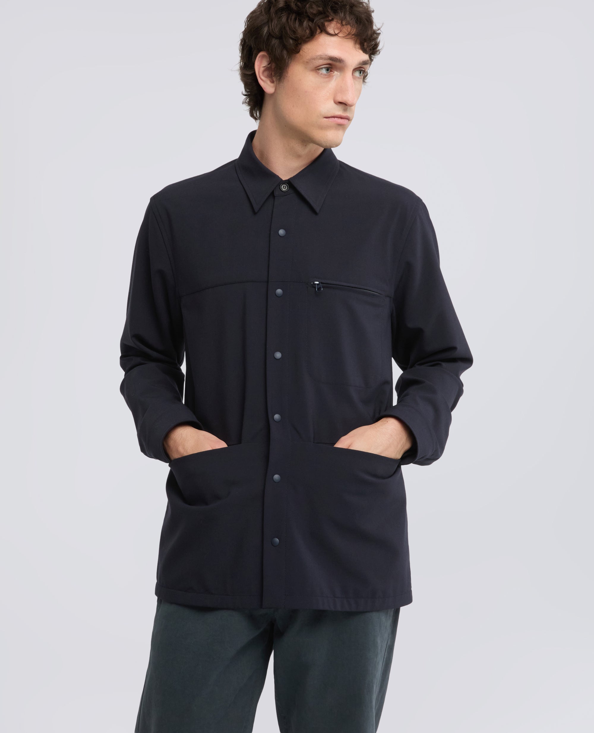 CAMISA SIN FORRO DE FRANELA TECNOLANA COMFORT - BLU - ASPESI