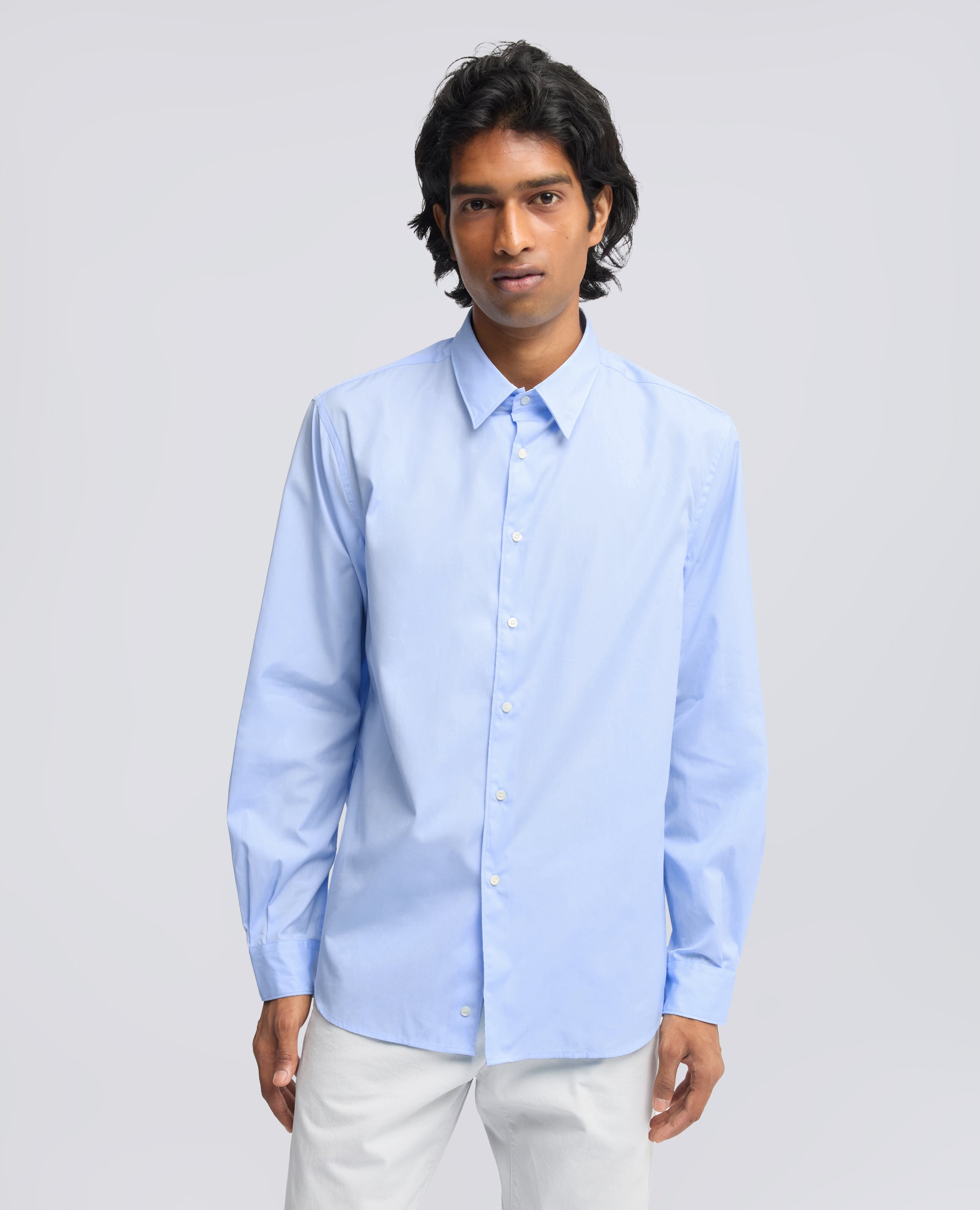 CAMICIA IN POPELINE DI COTONE SUPER FINE - AZZURRO - ASPESI
