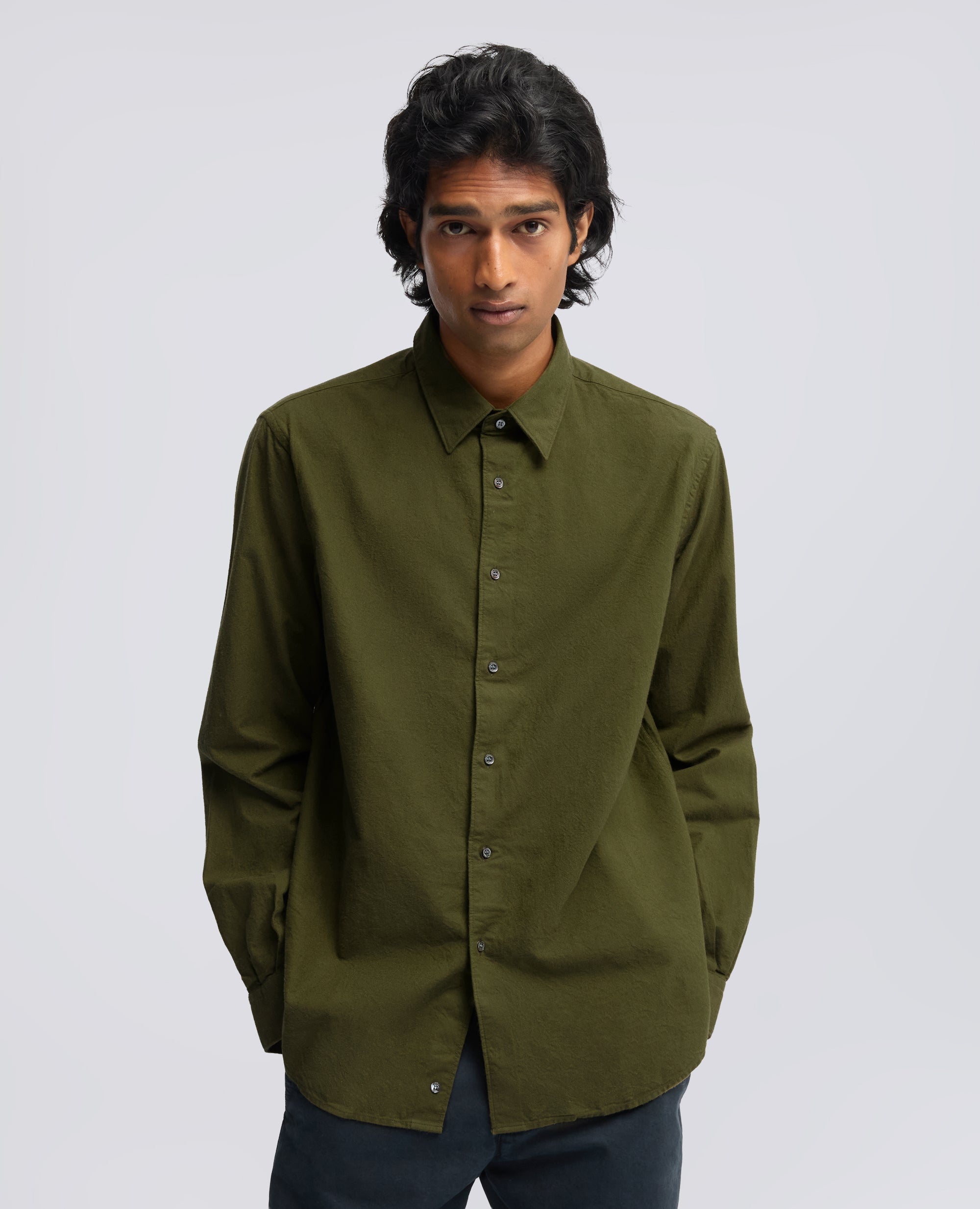CAMICIA IN LEGGERA FLANELLA DI COTONE - VERDE - ASPESI