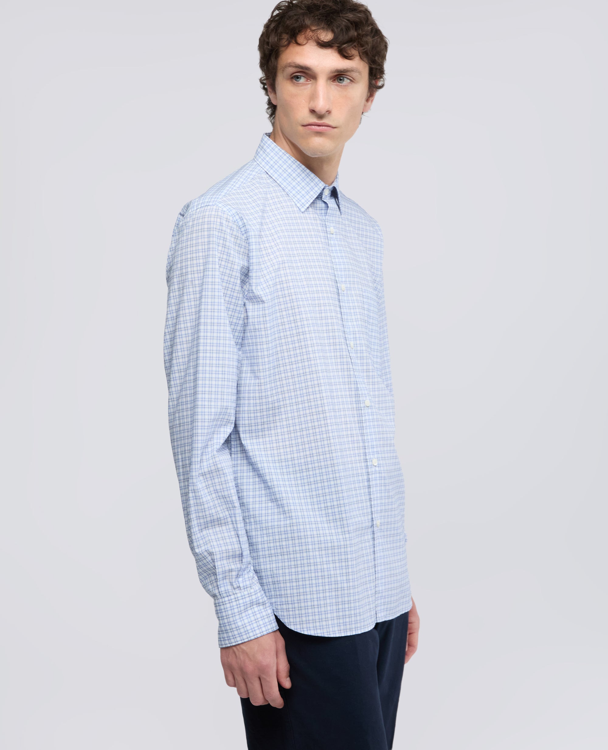 CAMICIA SEDICI IN POPELINE DI COTONE - AZZURRO - ASPESI