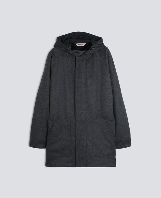 PARKA EN LODEN DE LAINE ET ALPAGA MATELASSEE AVEC THERMORE - GRIGIO - ASPESI