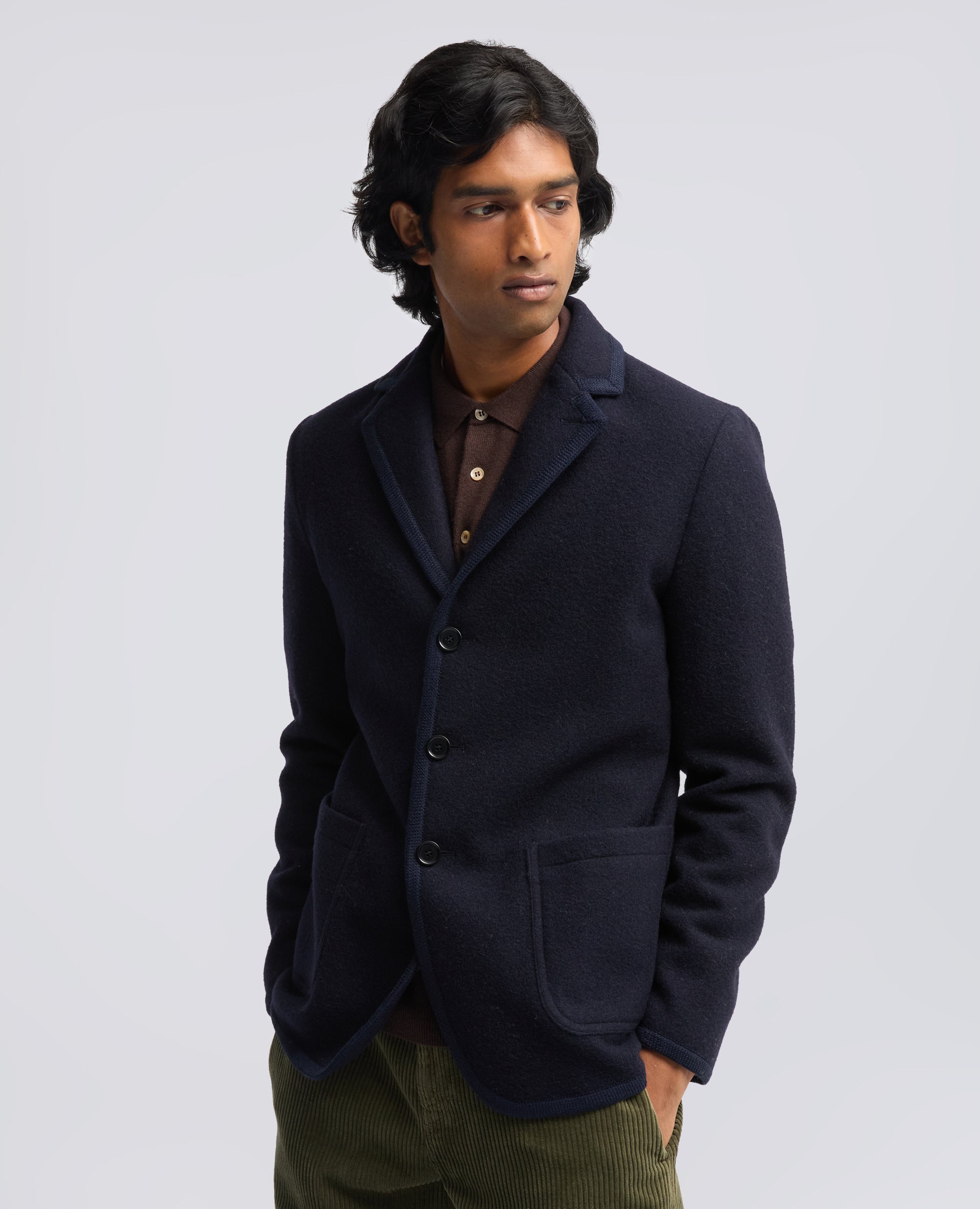 BLAZER IN LANA SHETLAND - BLU - ASPESI