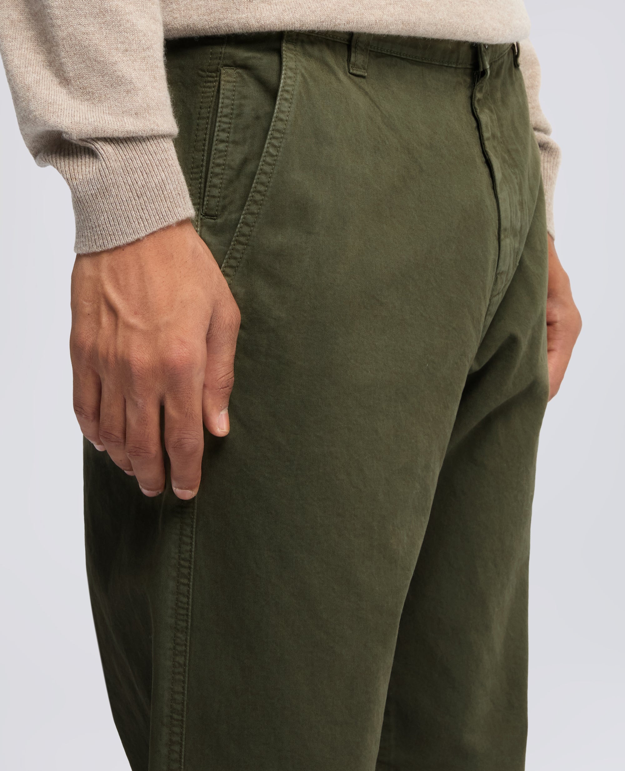 PANTALONE CHINO IN GABARDINA DI COTONE - VERDE - ASPESI