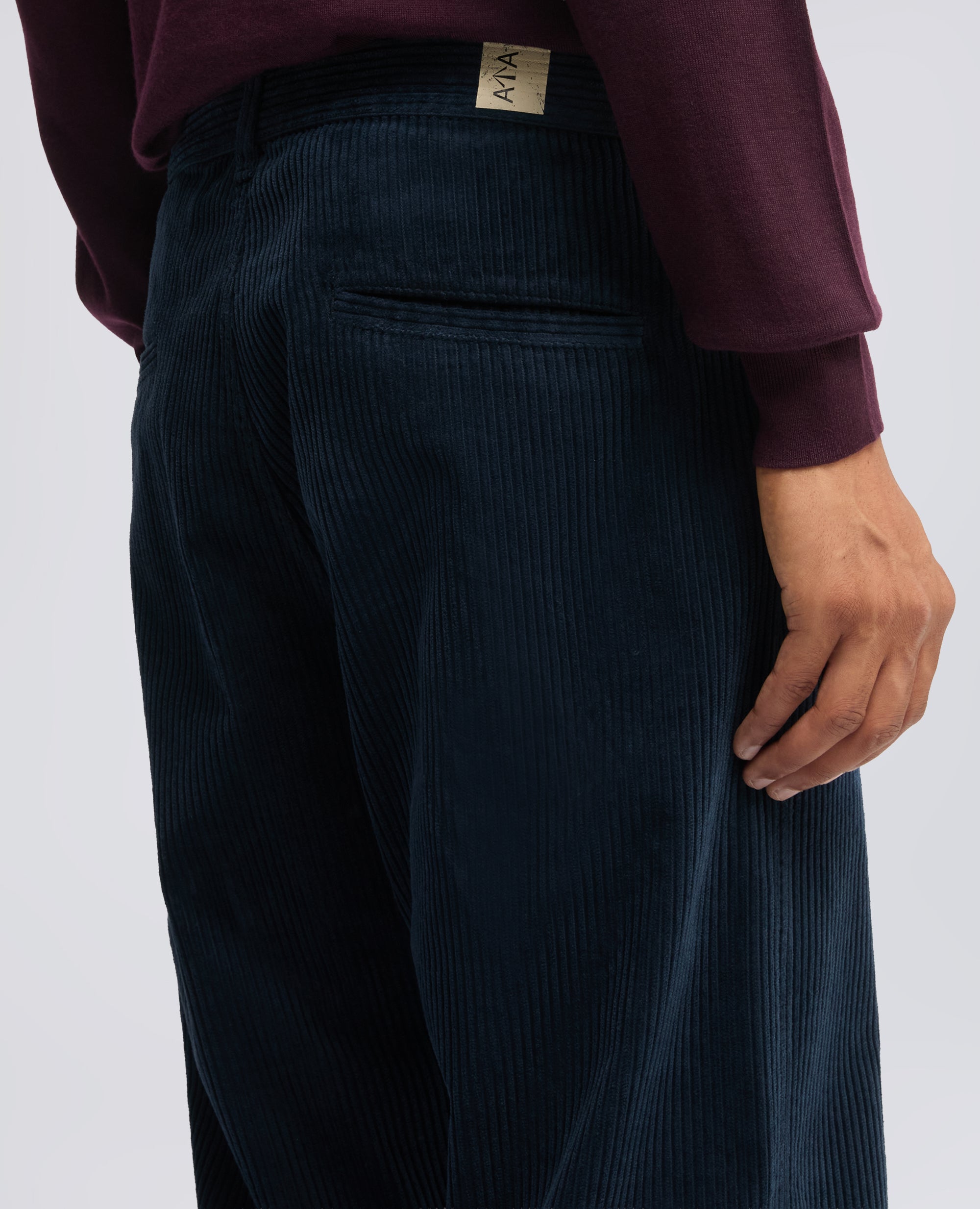 PANTALONE CHINO IN VELLUTO A COSTE - BLU - ASPESI