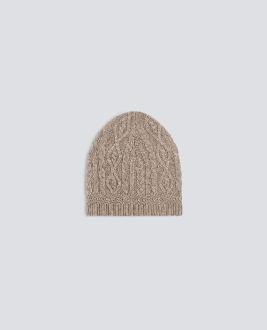 BERRETTO IN LANA E YAK A TRECCE E LOSANGHE - BEIGE - ASPESI